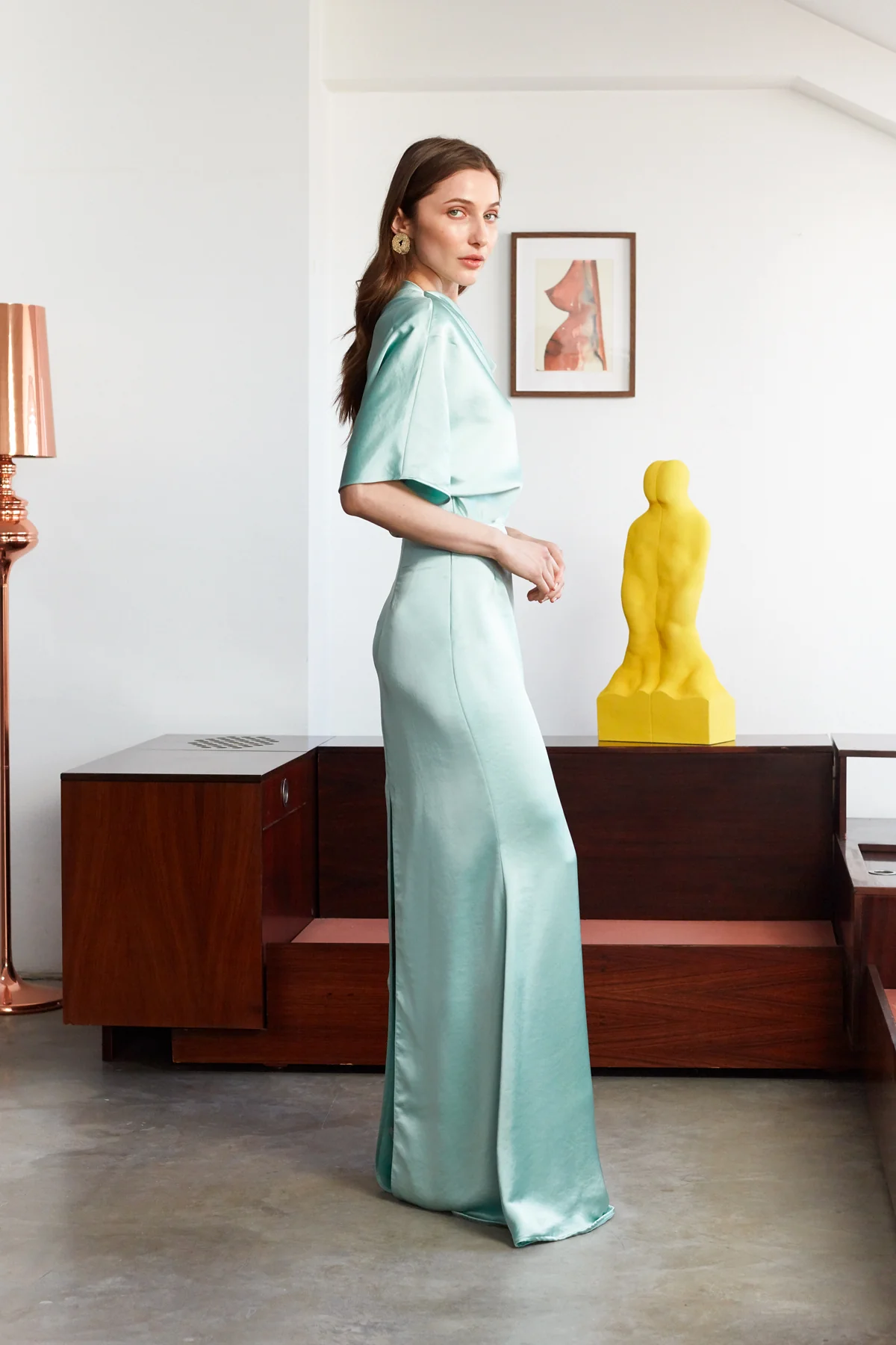 HELEN mint green asymmetric evening dress - Image 7