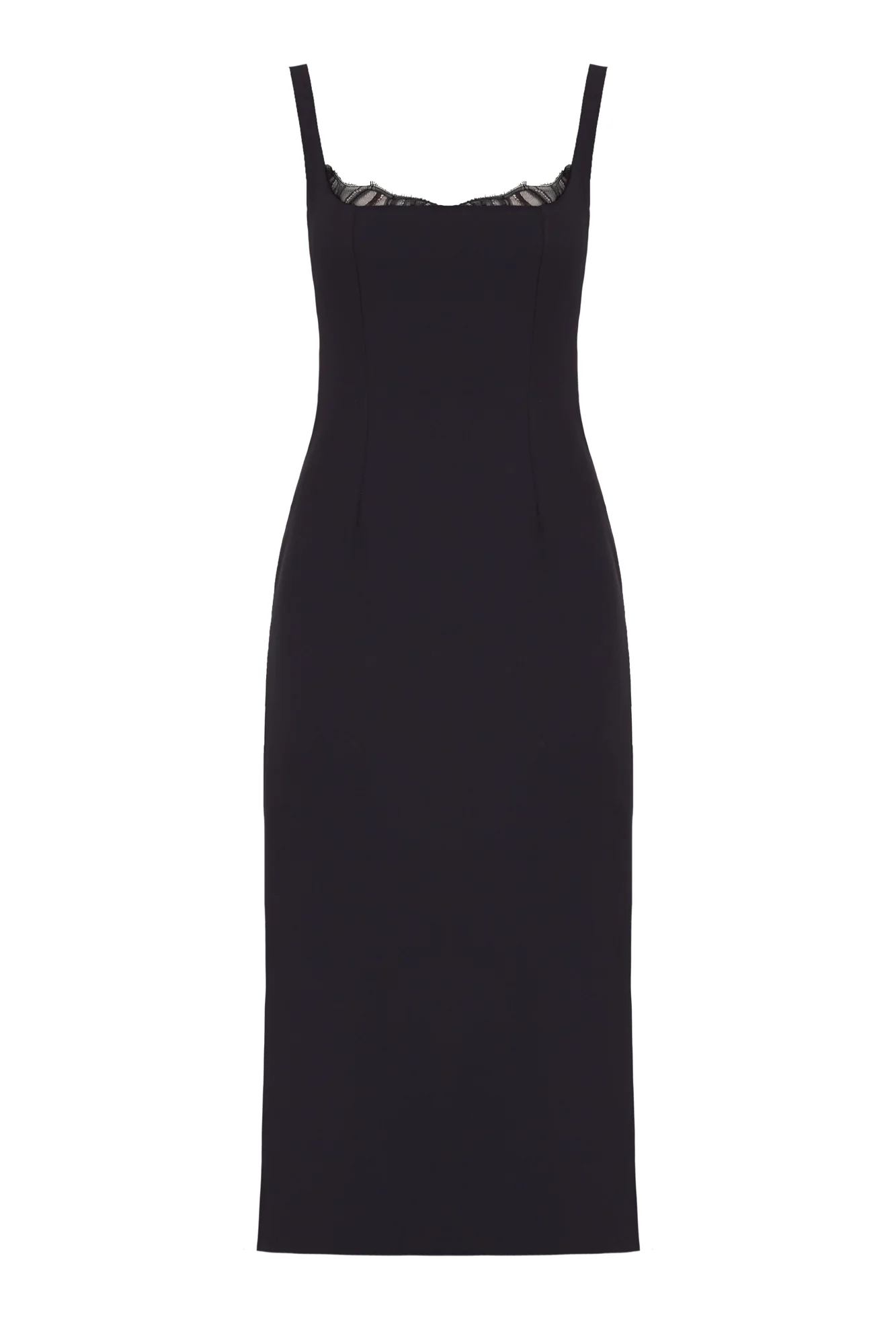 HILDA Black Square Neckline Dress With Lace Detail - Image 10