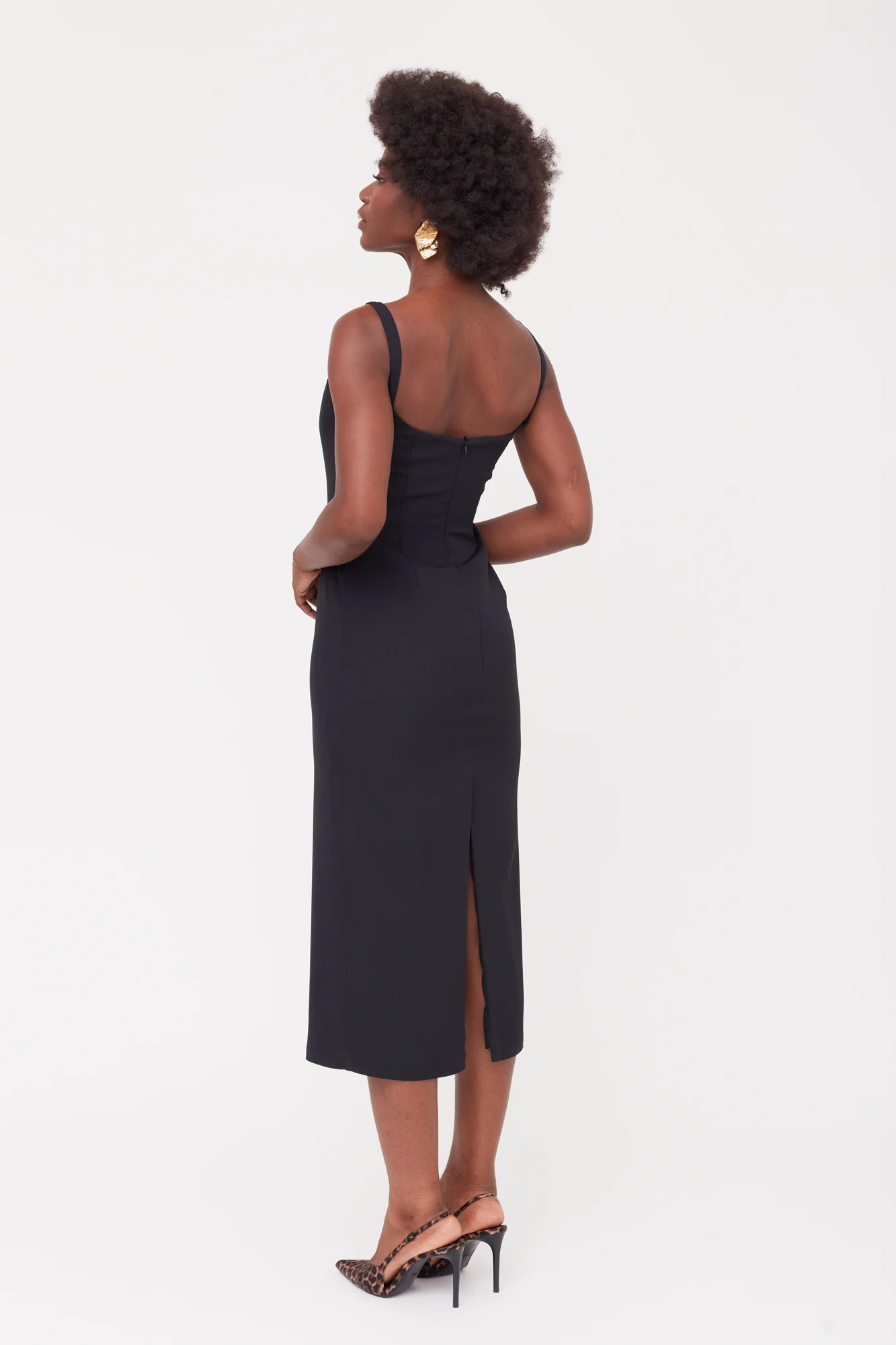 HILDA Black Square Neckline Dress With Lace Detail - Image 8