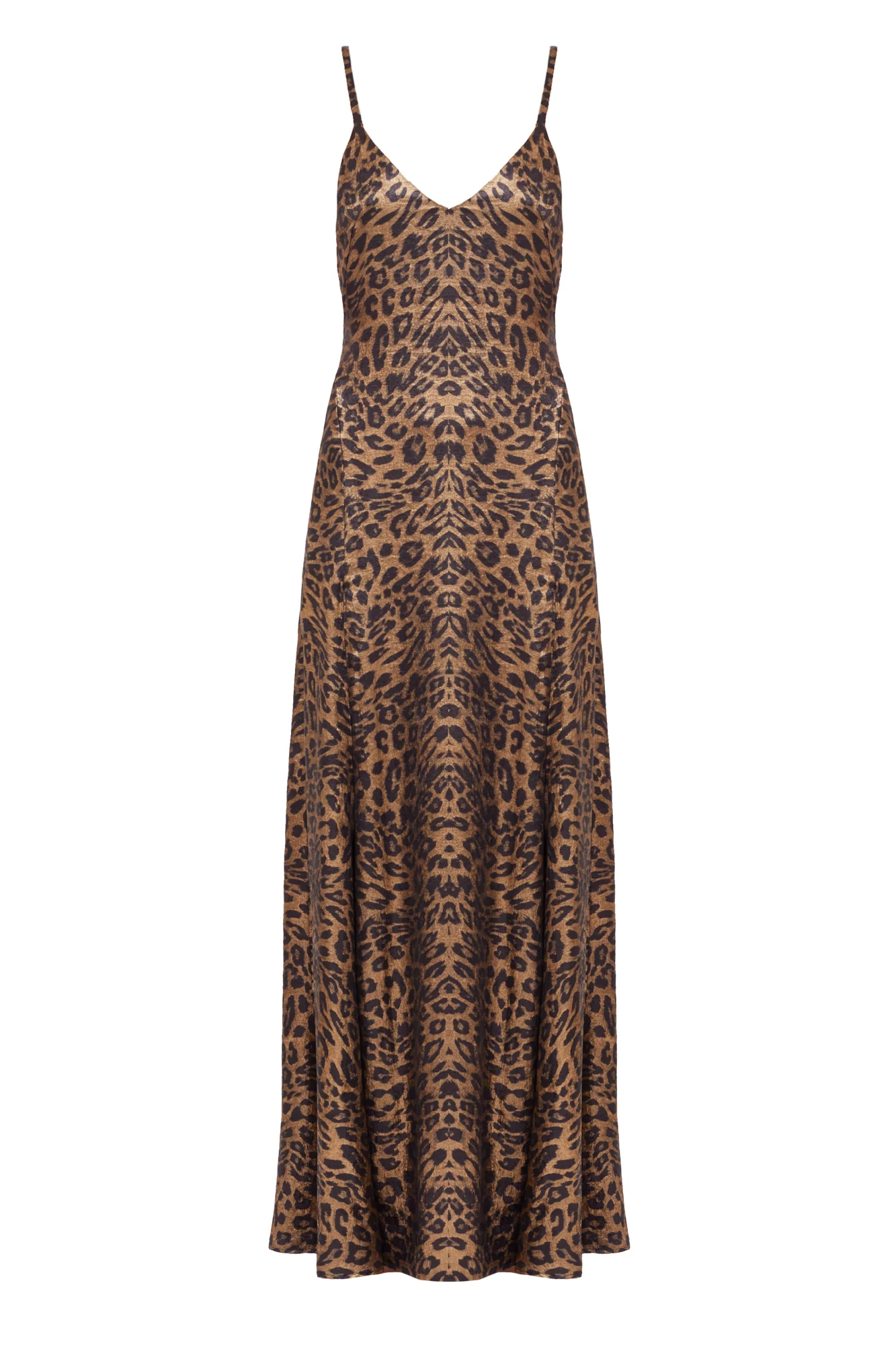 INES Leopard Metallic Fabric Long Open Back Dress - Image 12