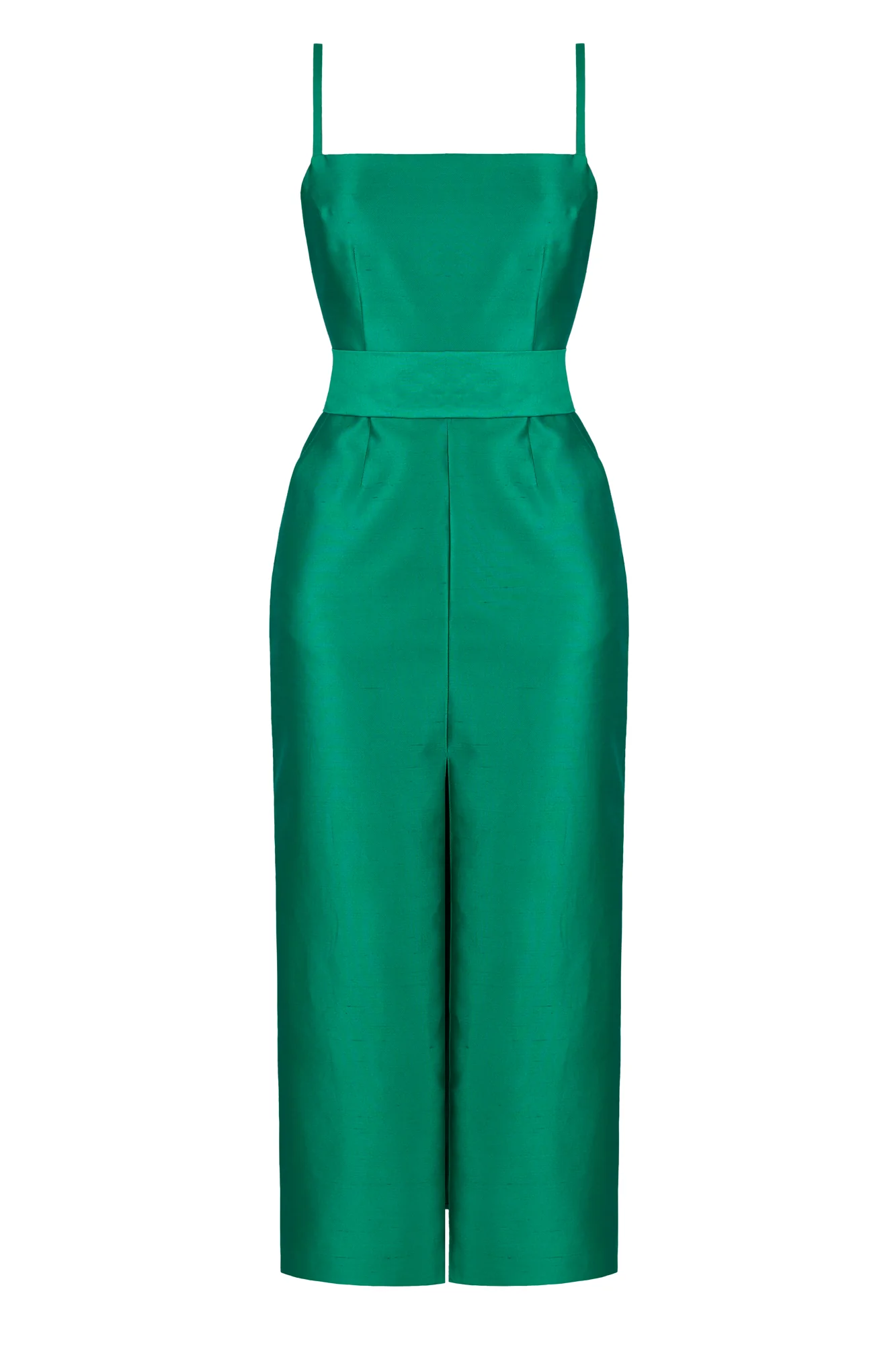 MANU jade green silk linen midi dress - Image 6
