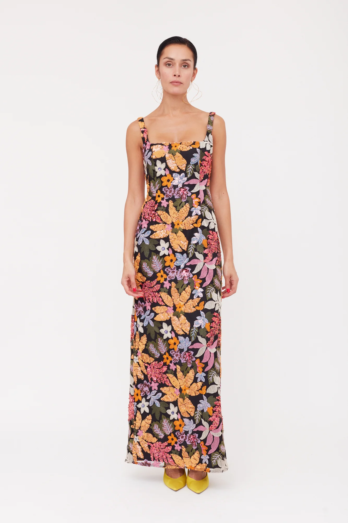 JANE Tulle Sequin Embroidered Blush&Apricot Maxi Evening Dress - Image 3
