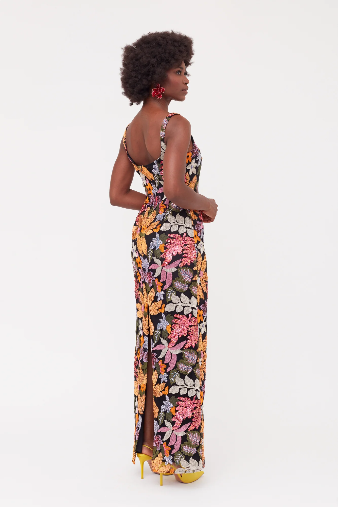 JANE Tulle Sequin Embroidered Blush&Apricot Maxi Evening Dress - Image 6