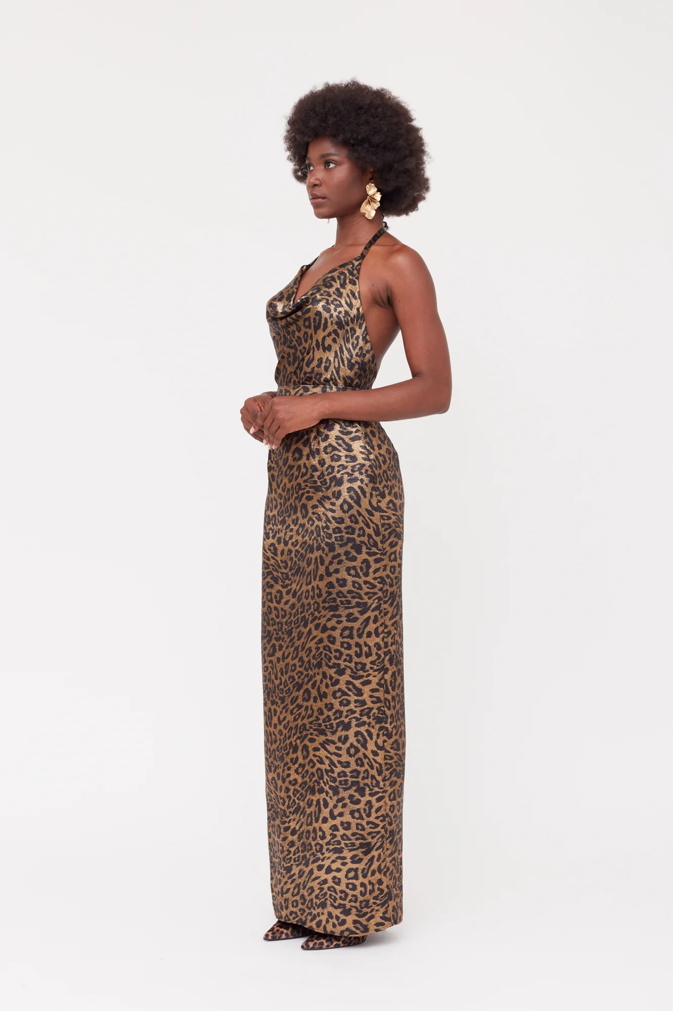 KALEA Animal Leopard Print Maxi Cowl Neck Dress - Image 4