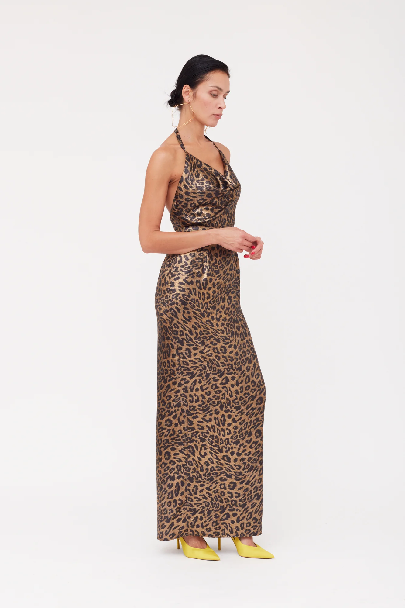 KALEA Animal Leopard Print Maxi Cowl Neck Dress - Image 5