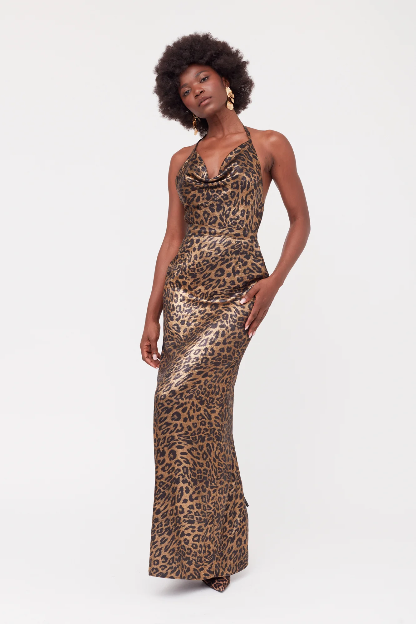KALEA Animal Leopard Print Maxi Cowl Neck Dress - Image 8