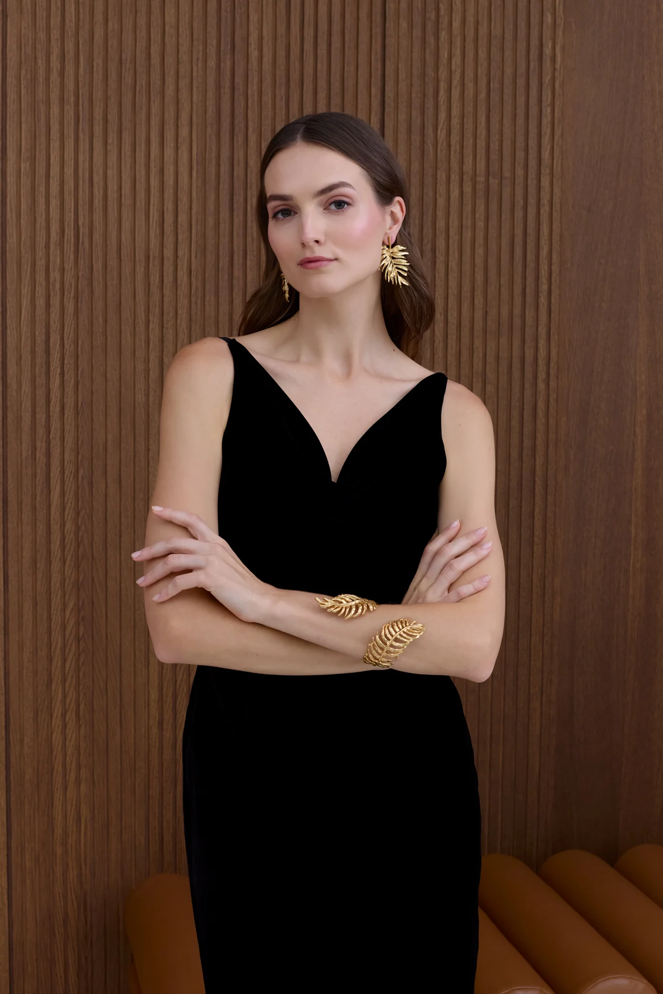 KALILA Velvet Midi Dress in Black - Image 2