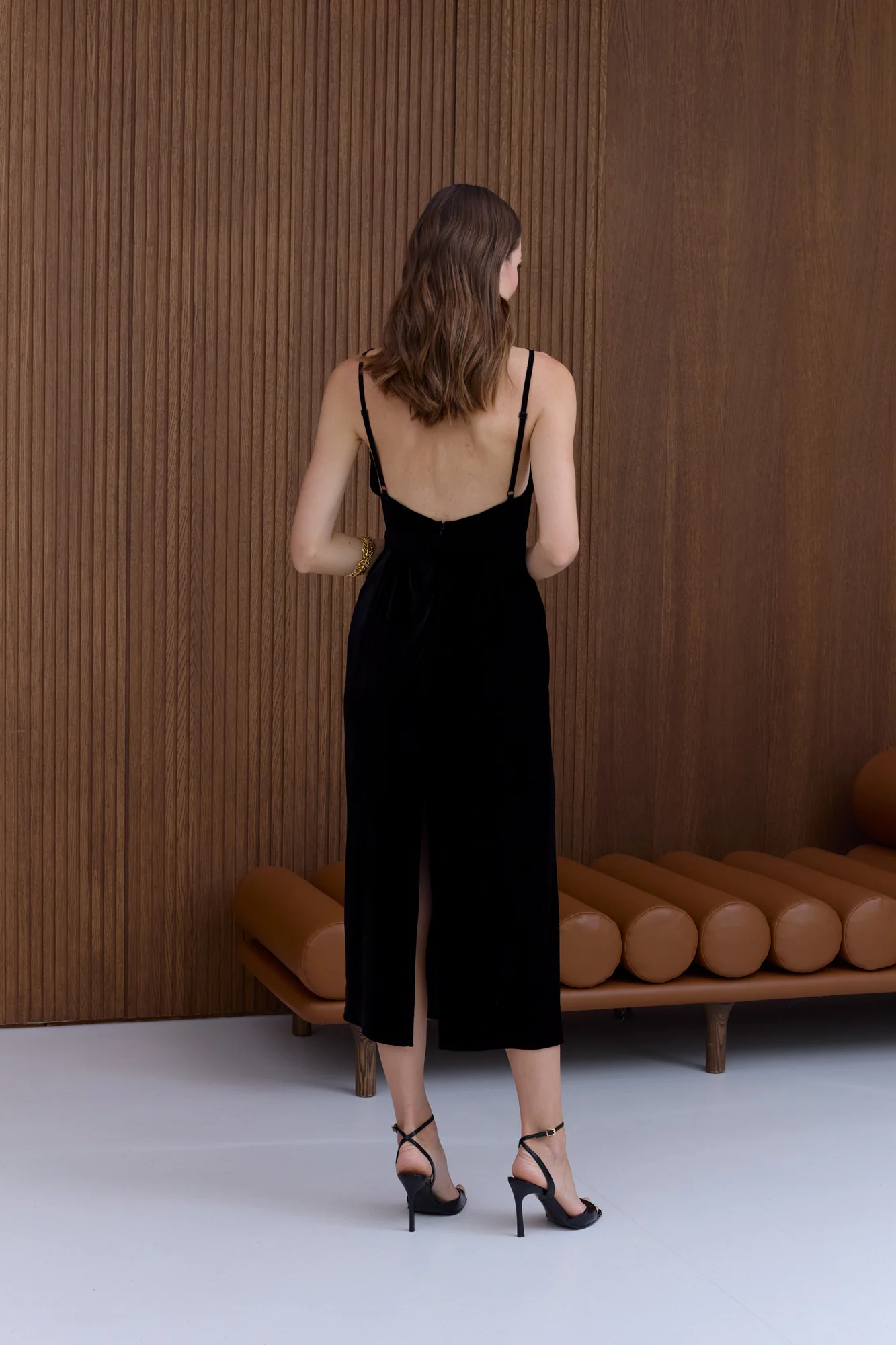 KALILA Velvet Midi Dress in Black - Image 5