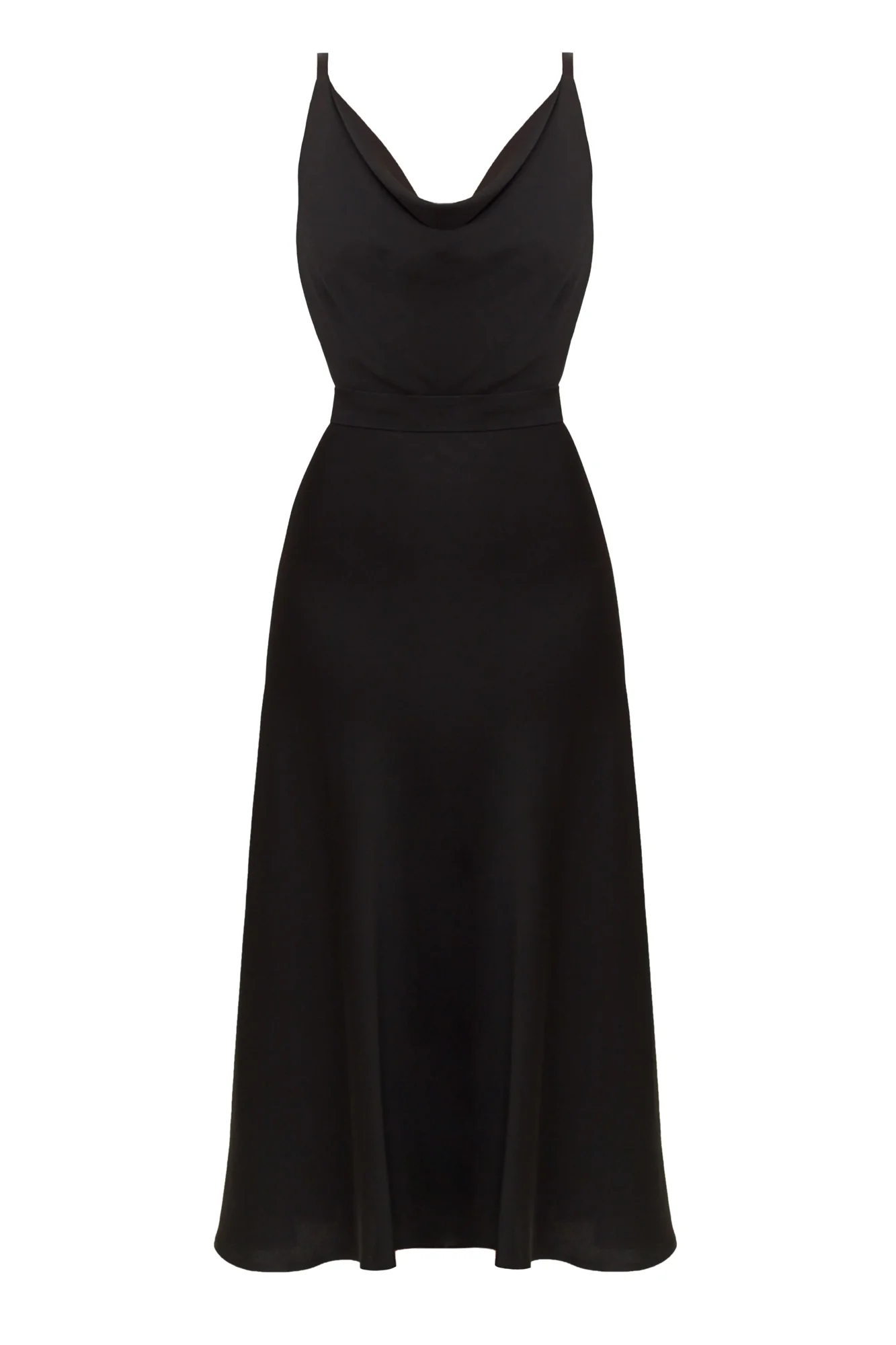 KAYLA black viscose dress with midi mermaid skirt - Image 7