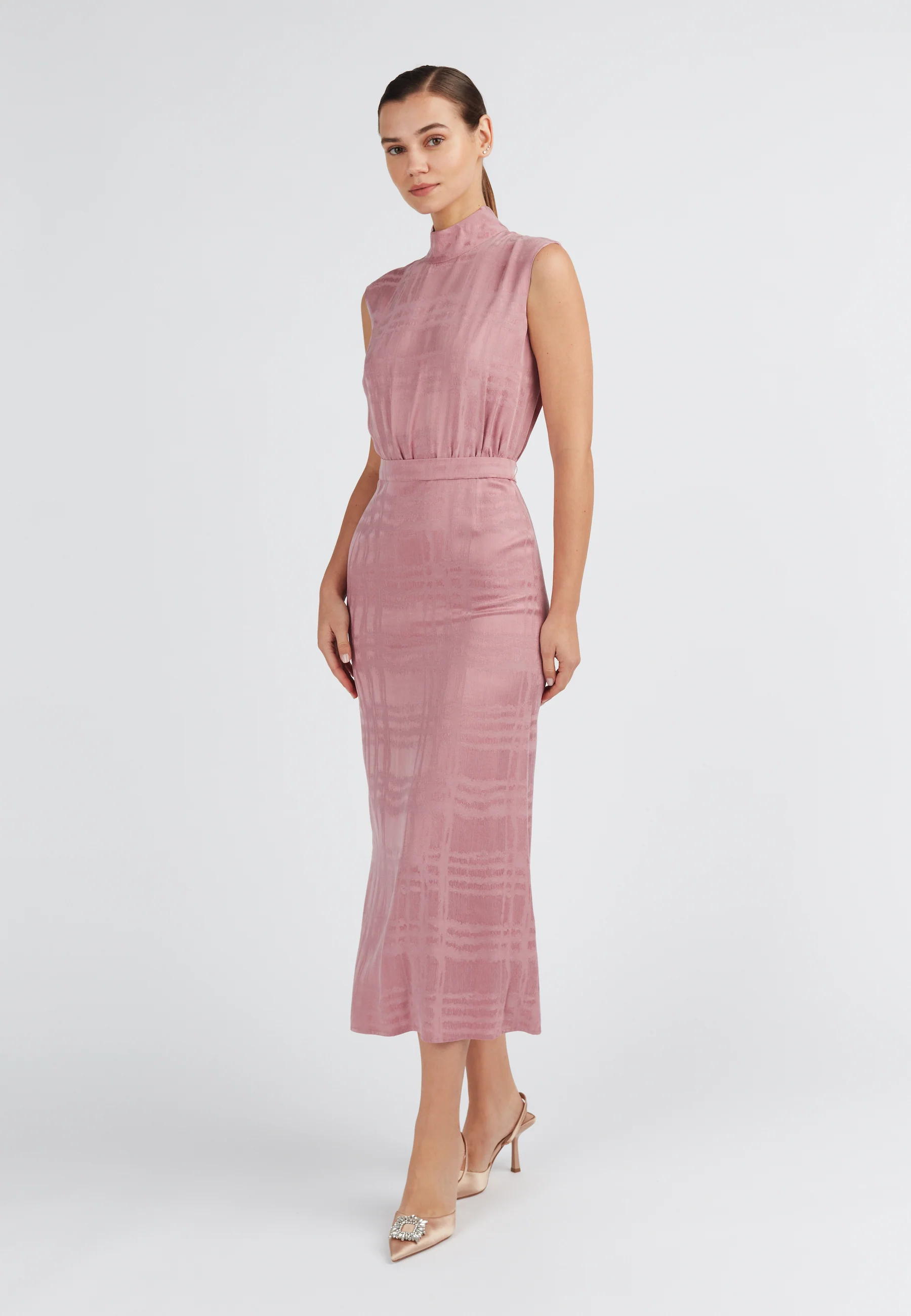BLANCA lavender pink turtleneck midi dress - Image 11