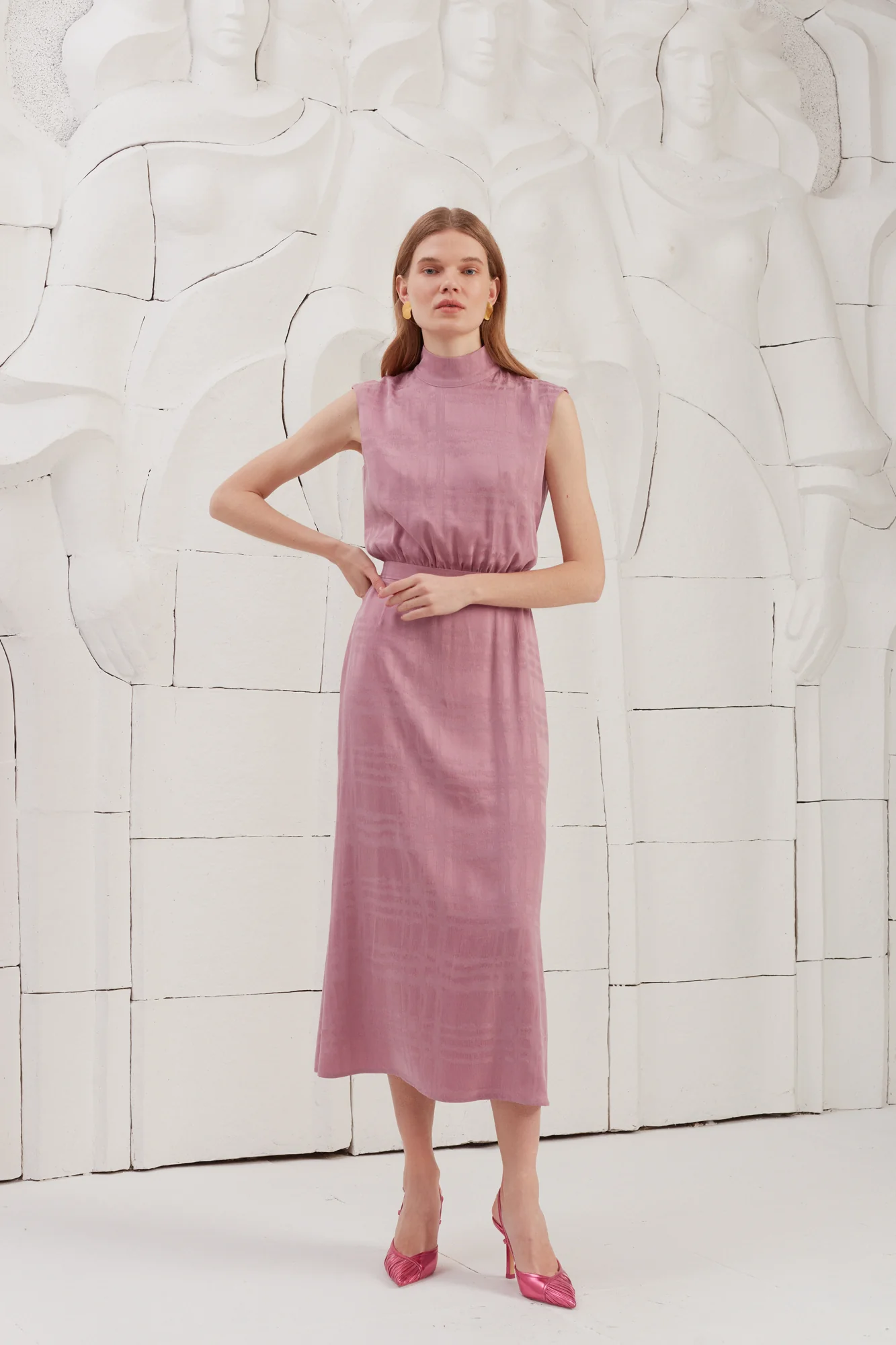 BLANCA lavender pink turtleneck midi dress - Image 4