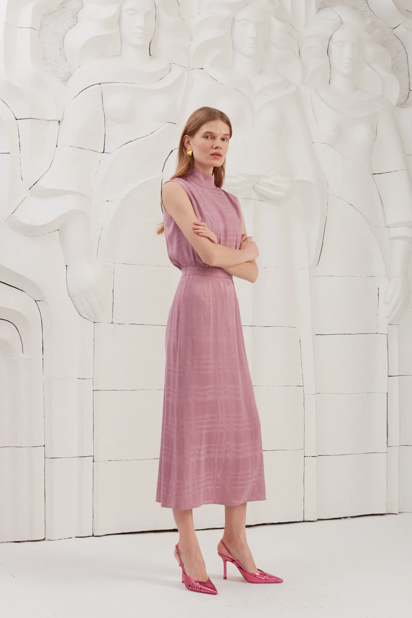BLANCA lavender pink turtleneck midi dress - Image 5