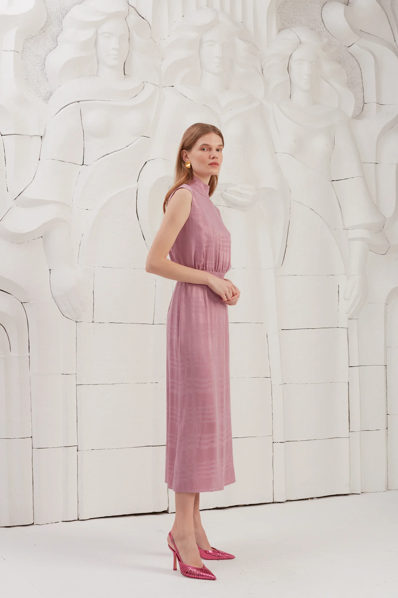 BLANCA lavender pink turtleneck midi dress - Image 7