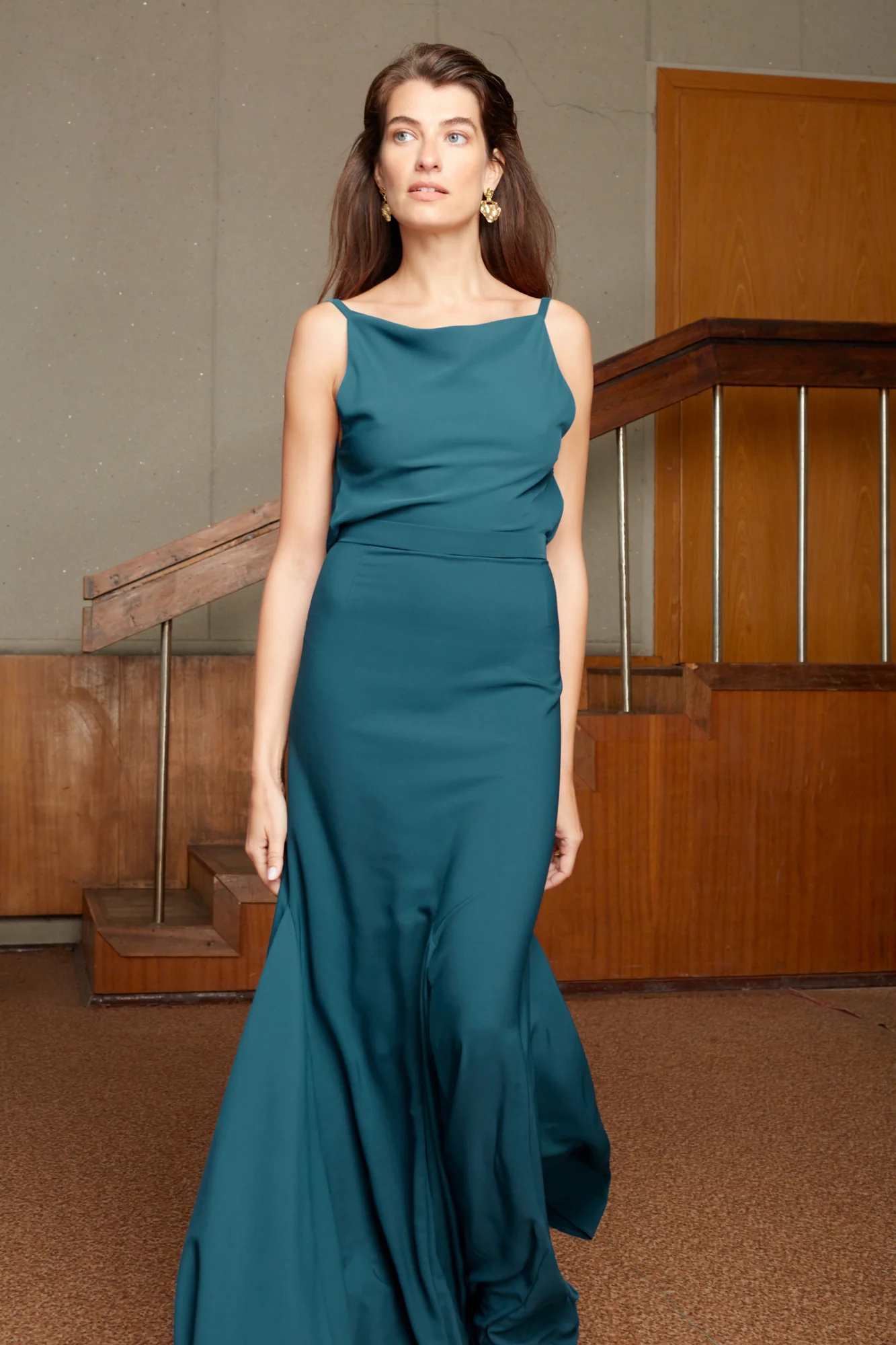 LINEA blue maxi evening dress with flattering skirt - Image 3