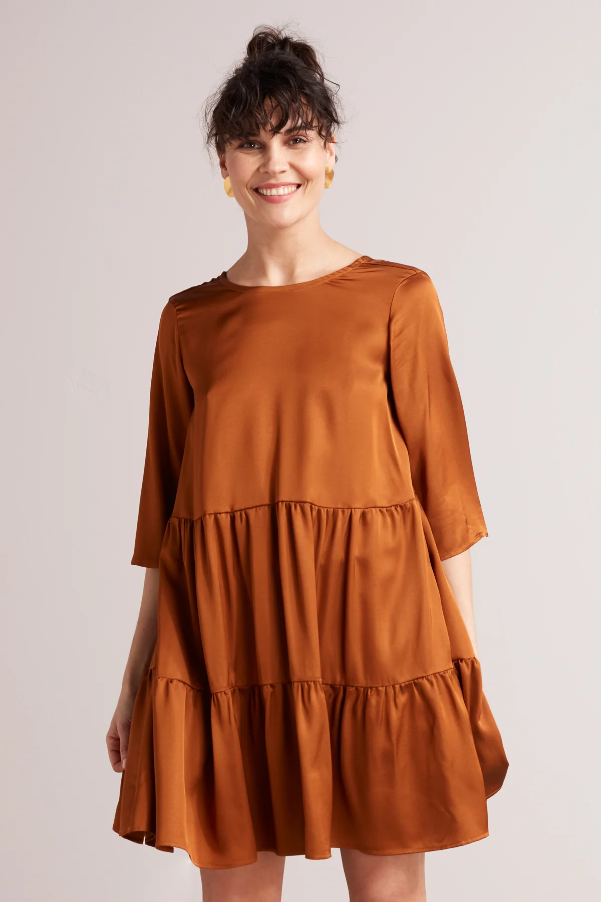 LOLITA baby doll mini dress in bronze - Image 3