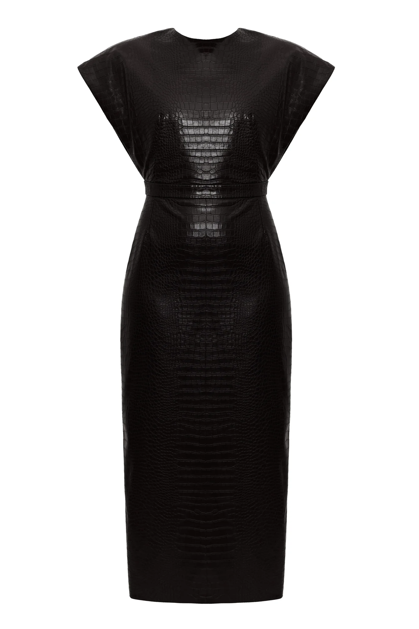 MABEL black vegan leather midi dress - Image 10