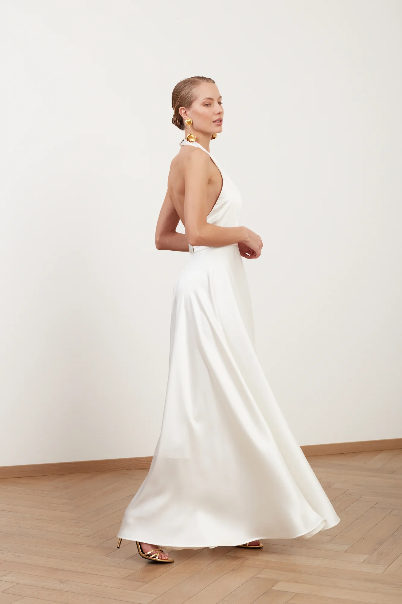 MAISSA white satin halter neck A-line wedding gown - Image 2
