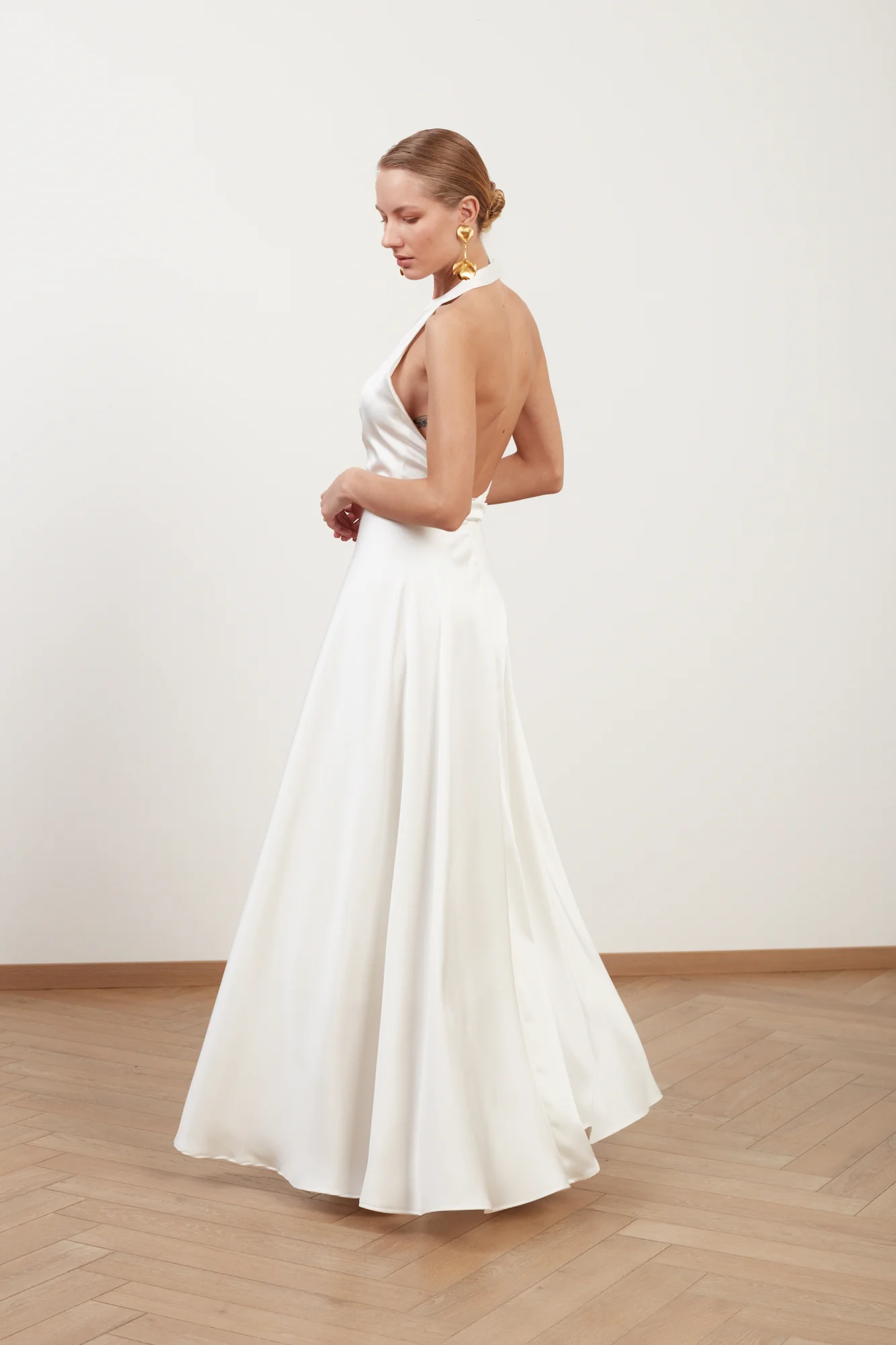 MAISSA white satin halter neck A-line wedding gown - Image 3