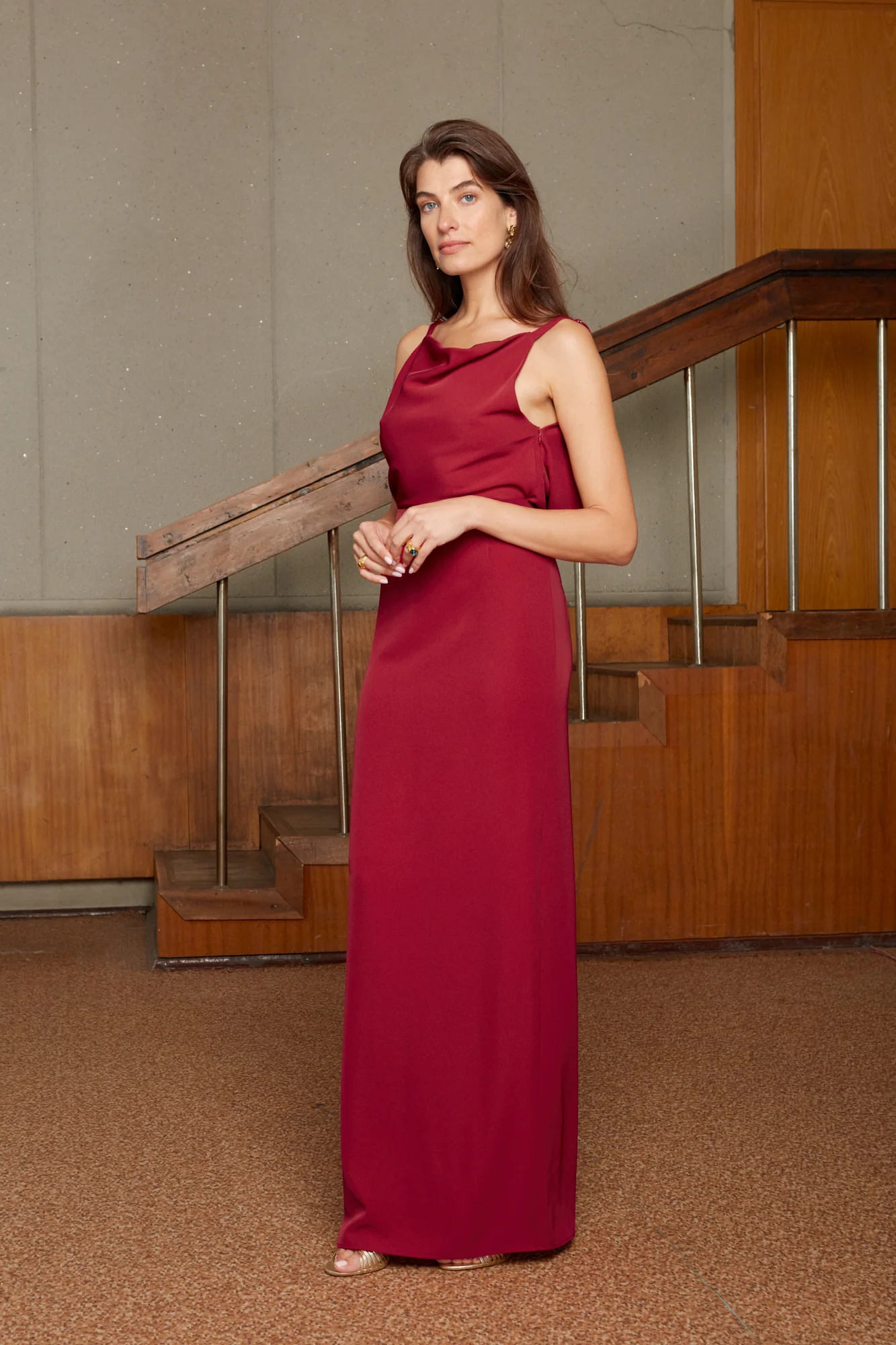MANOA red cowl back evening dress - Image 6