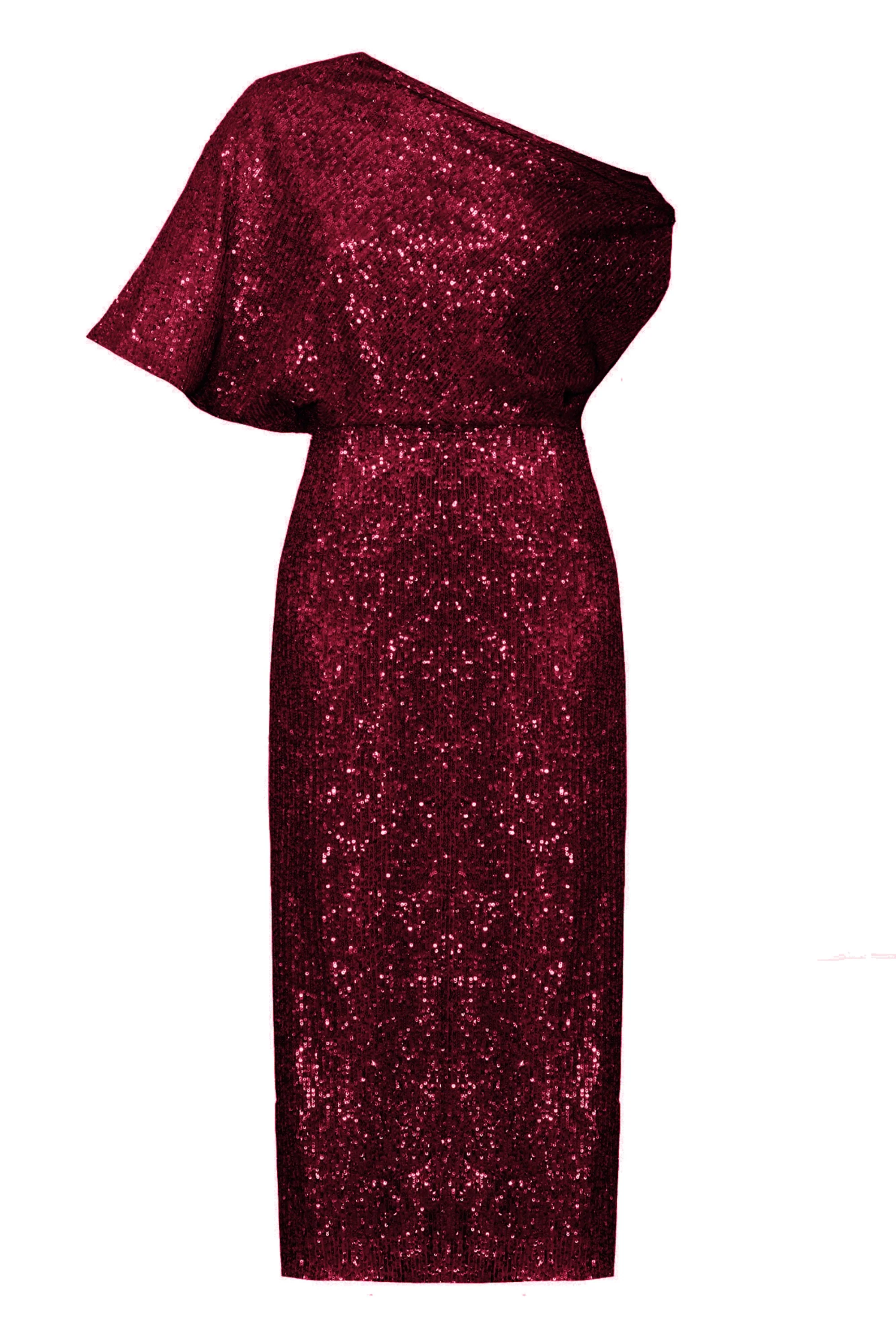 MARGO deep red sequin asymmetric cocktail dress - Image 6