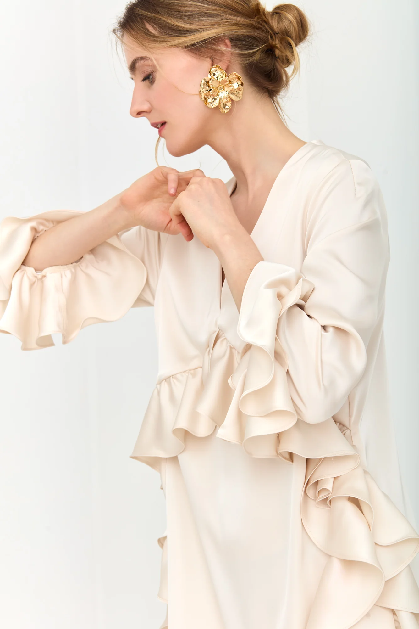 MARIS Pastel Maxi Ruffle Boho Chic Dress With Side Slits - Image 4