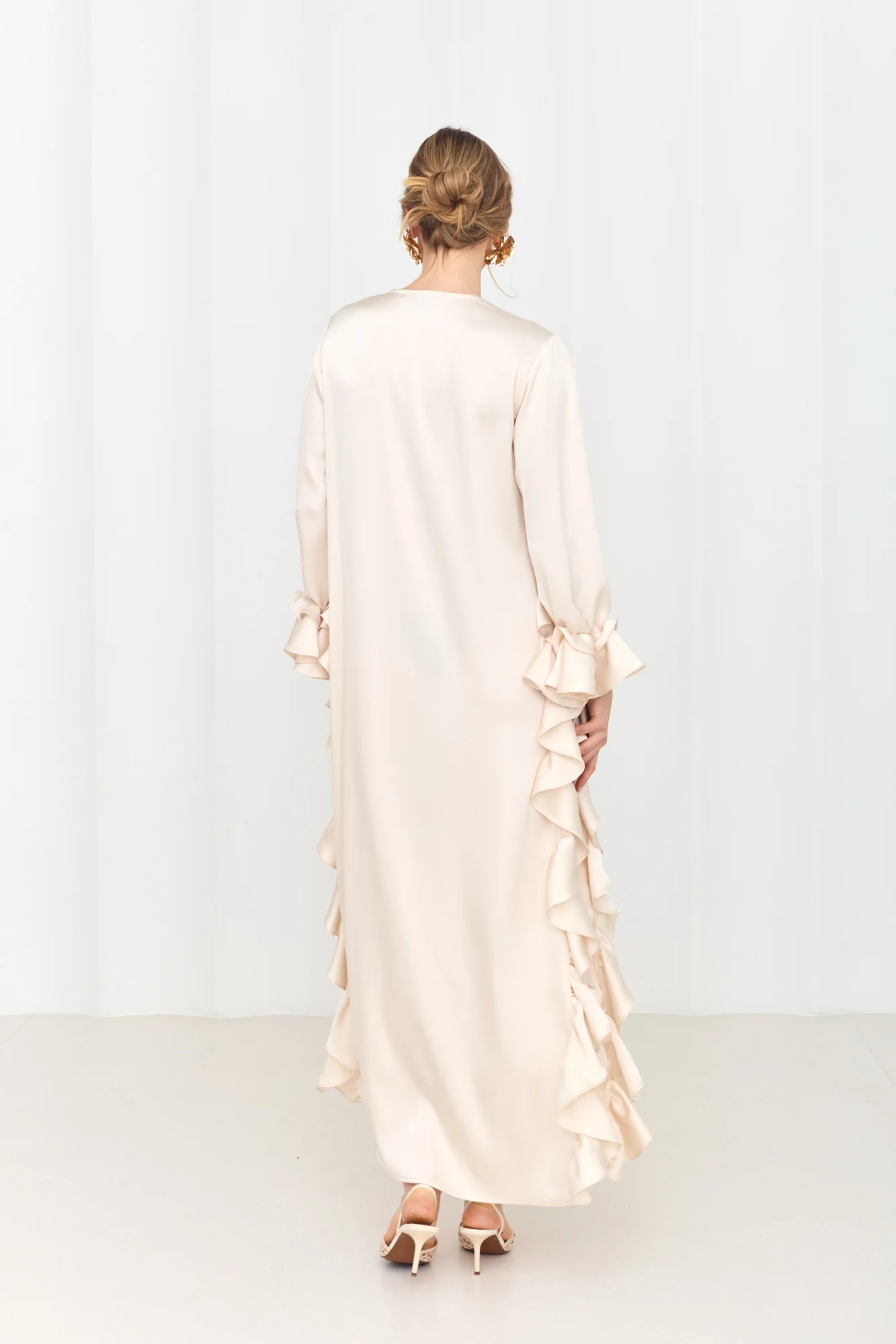 MARIS Pastel Maxi Ruffle Boho Chic Dress With Side Slits - Image 8