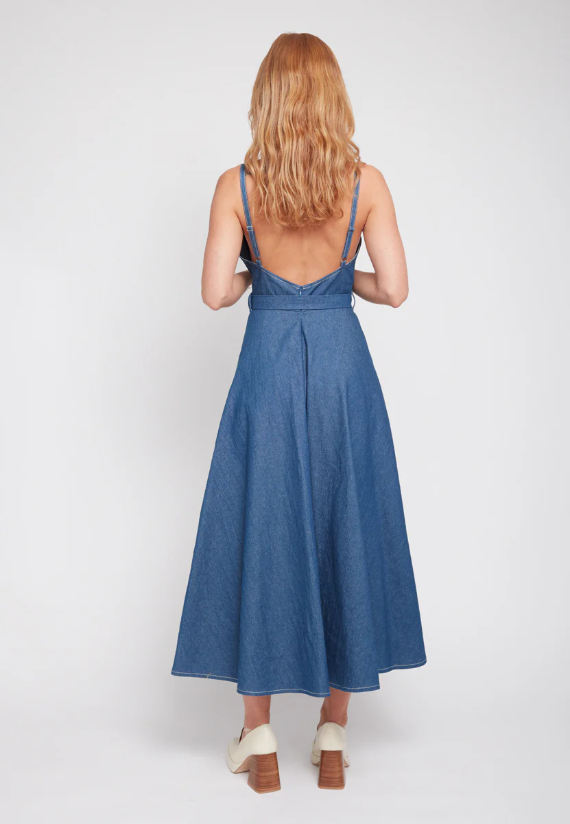 MATISSA blue denim dress with retro circle skirt - Image 10