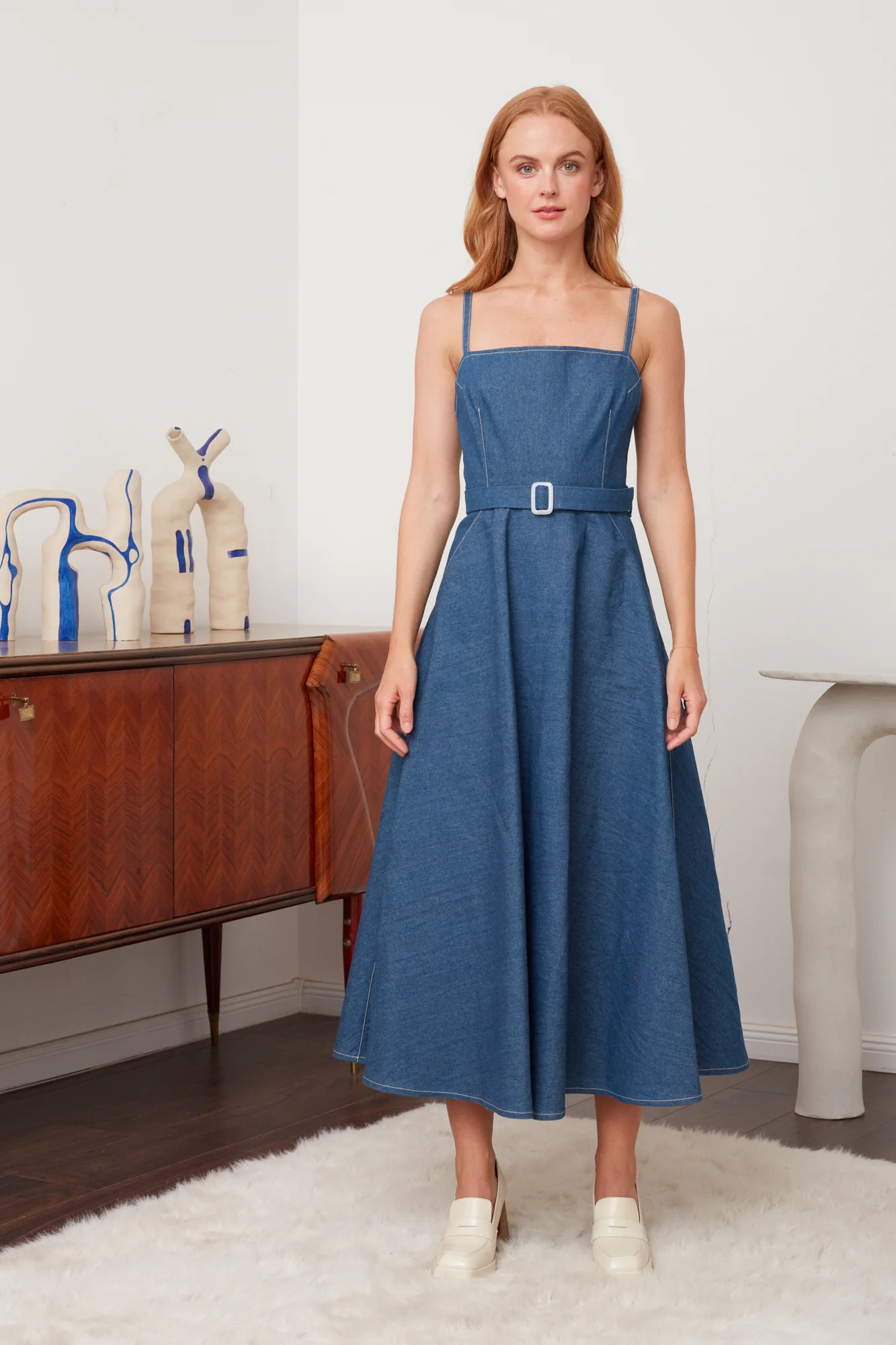 MATISSA blue denim dress with retro circle skirt - Image 4
