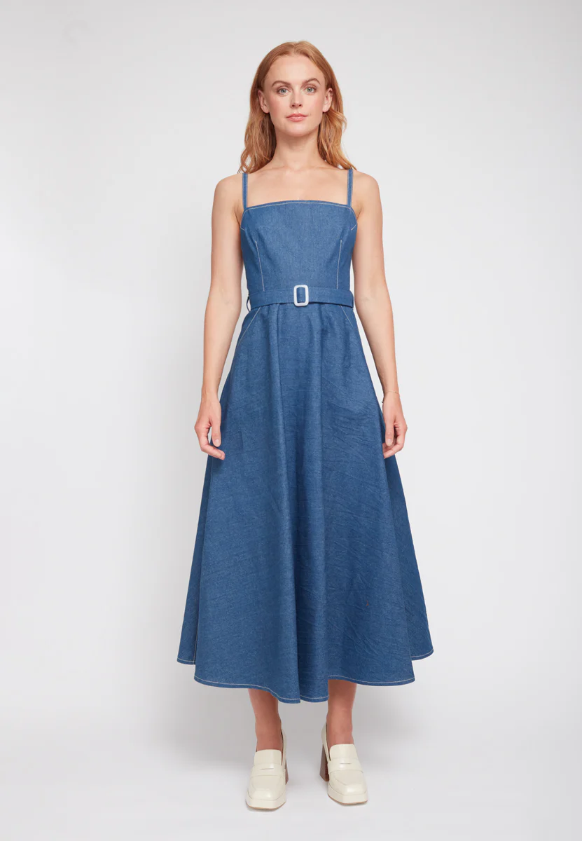 MATISSA blue denim dress with retro circle skirt - Image 9