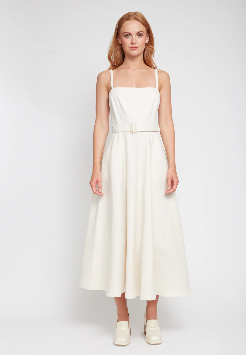 MATISSA off-white denim dress with retro skirt - Image 6