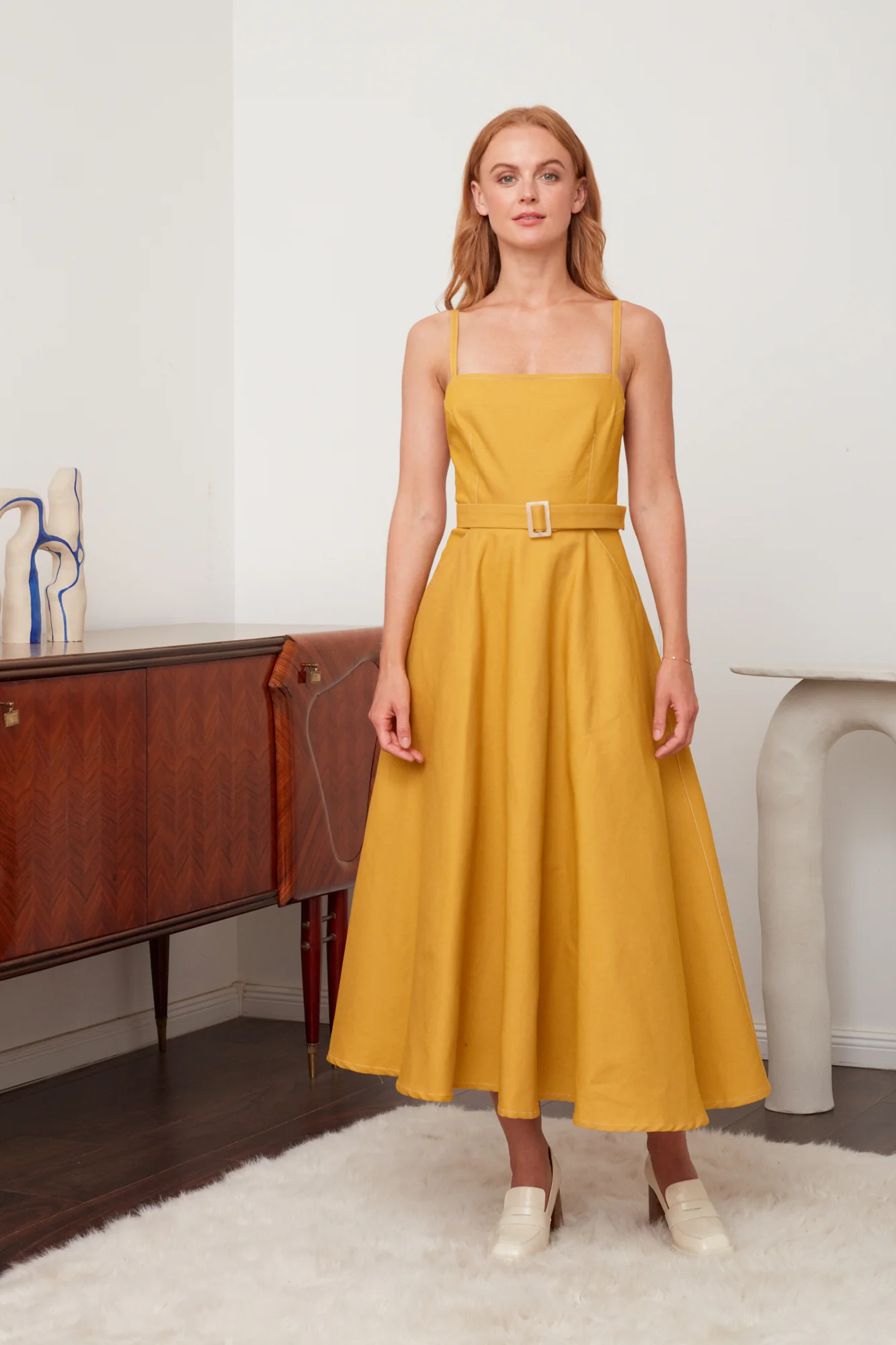 MATISSA yellow denim circle skirt dress - Image 3