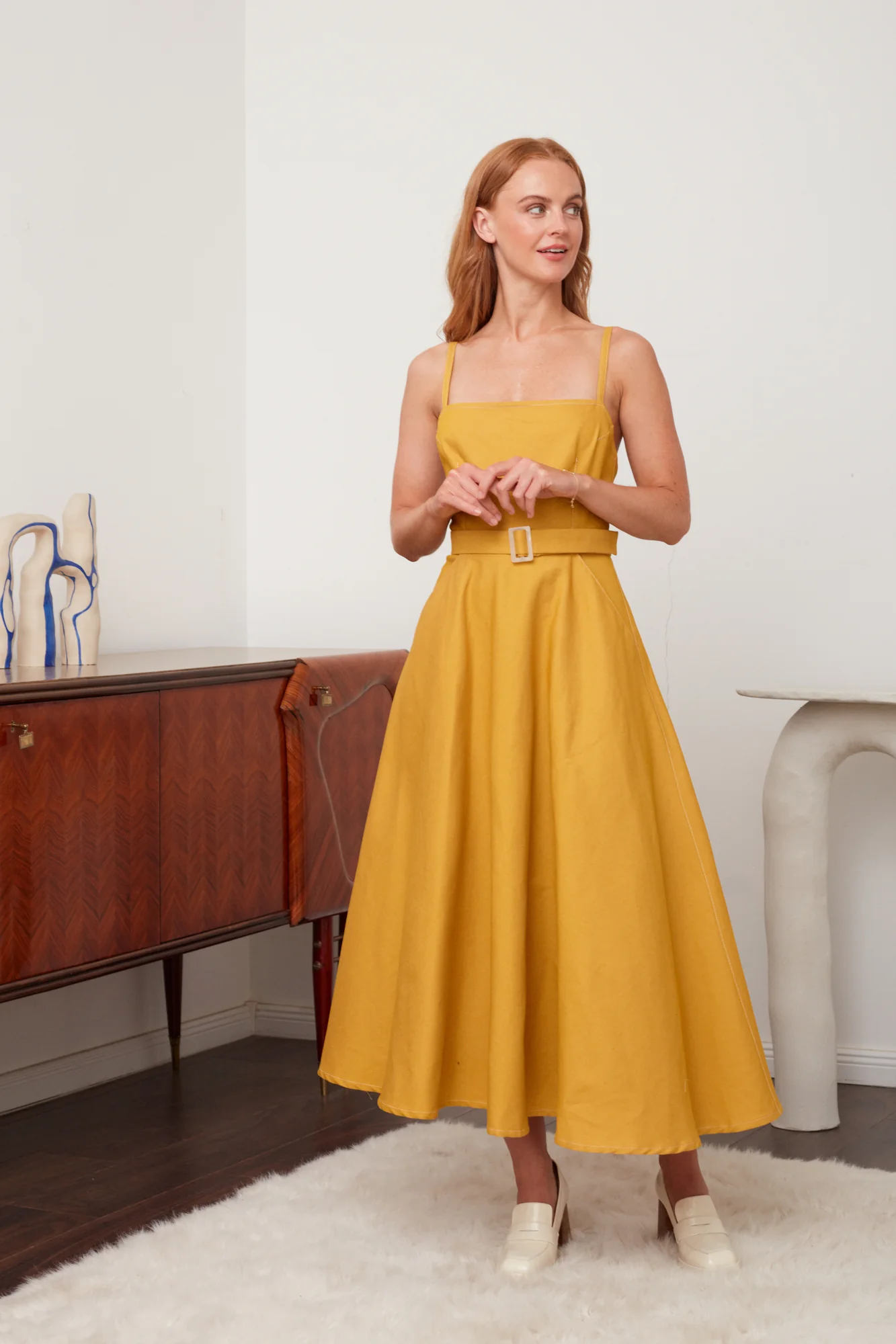 MATISSA yellow denim circle skirt dress - Image 4