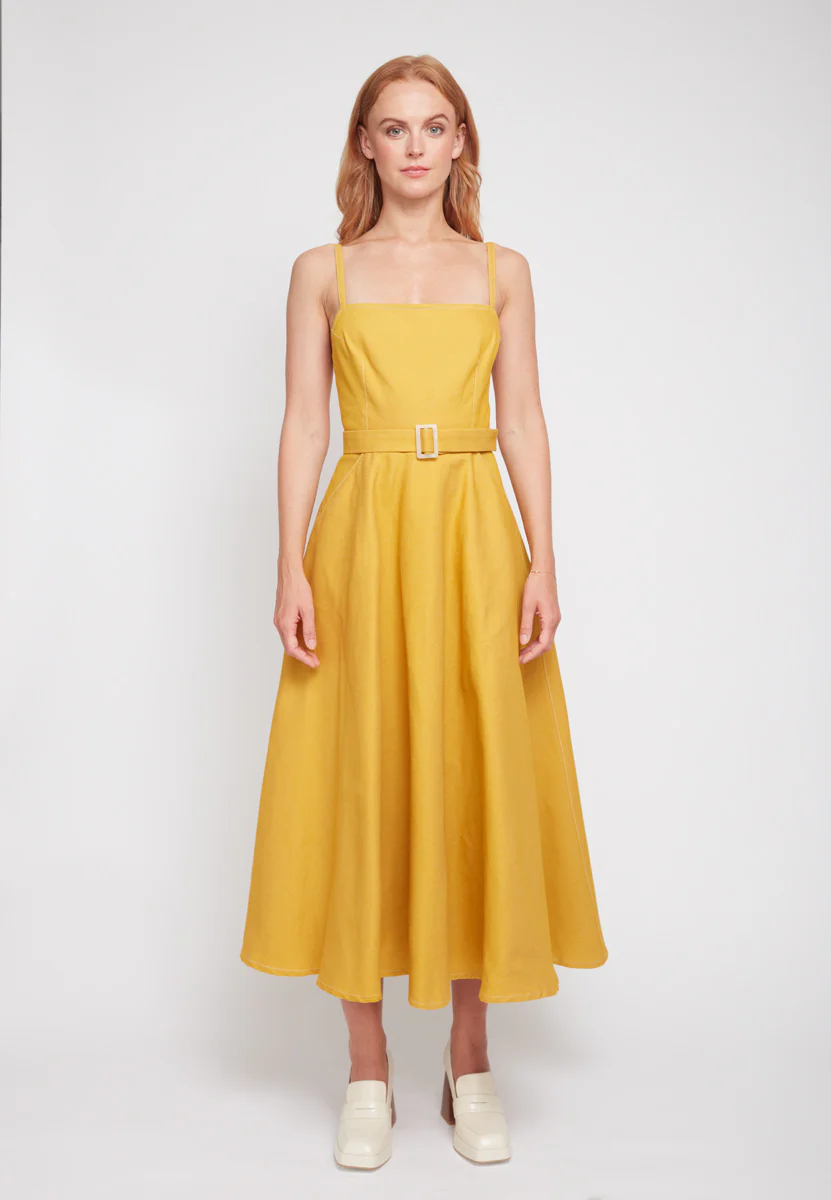 MATISSA yellow denim circle skirt dress - Image 8