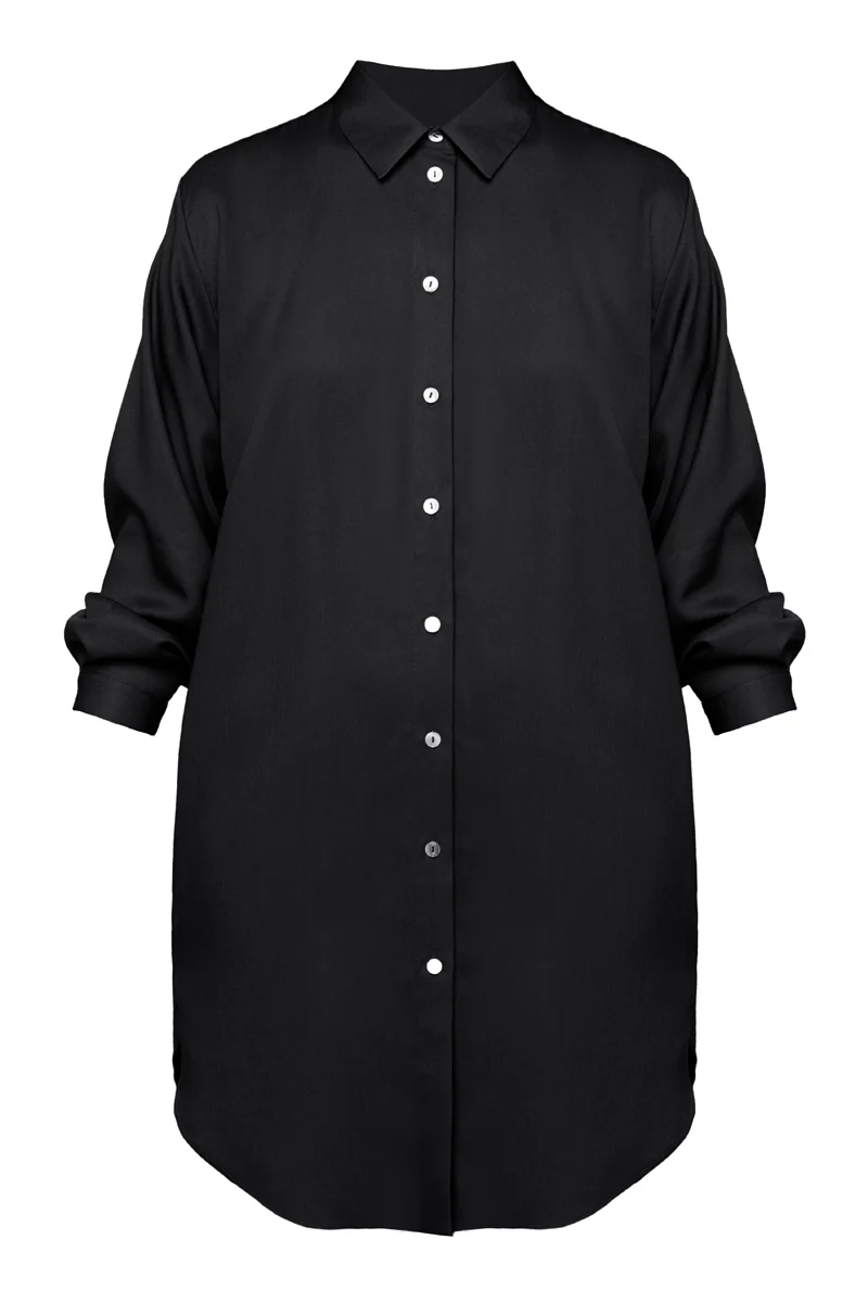MIRA mini tencel shirt dress in black - Image 5