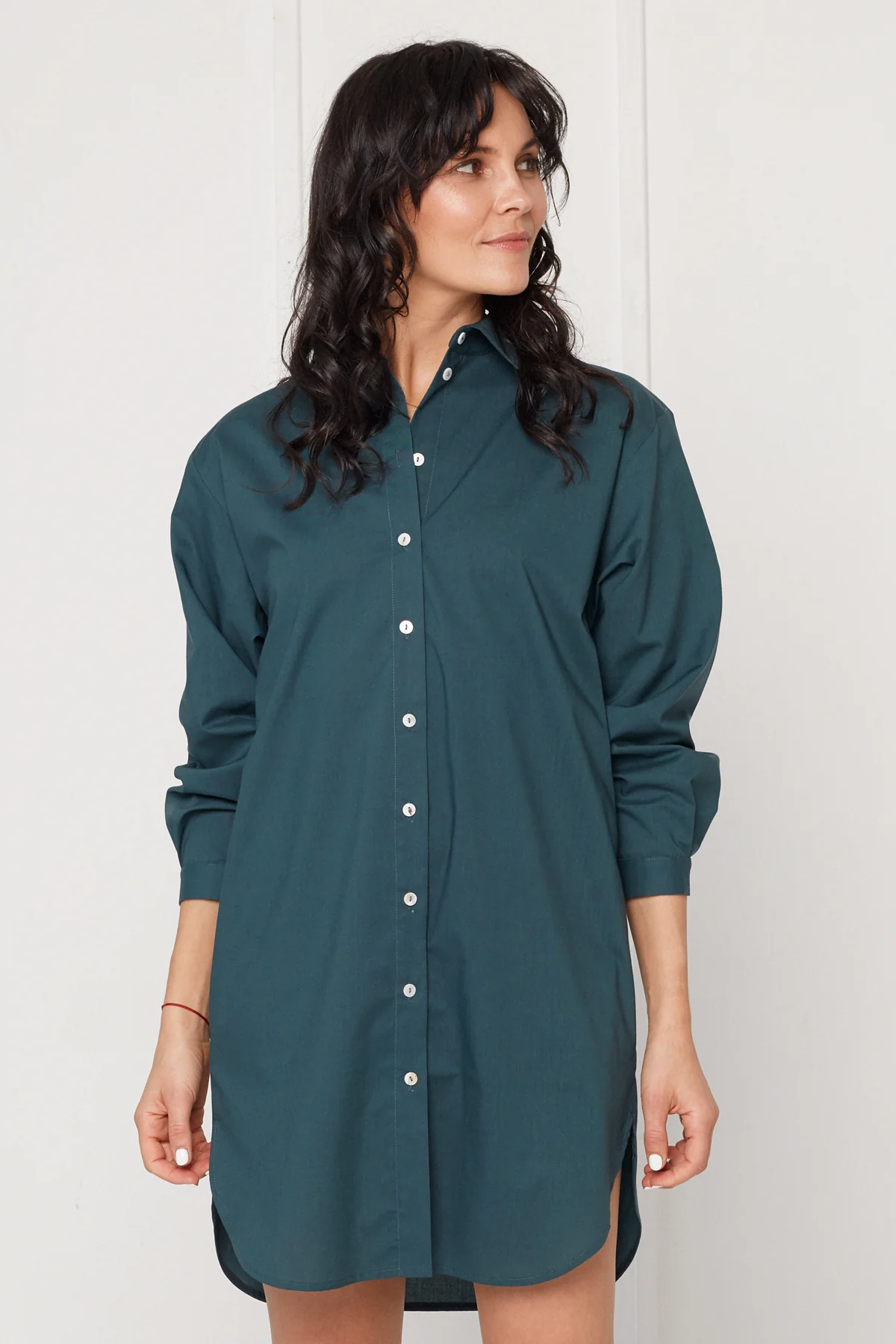 MIRA mini tencel shirt dress in teal blue