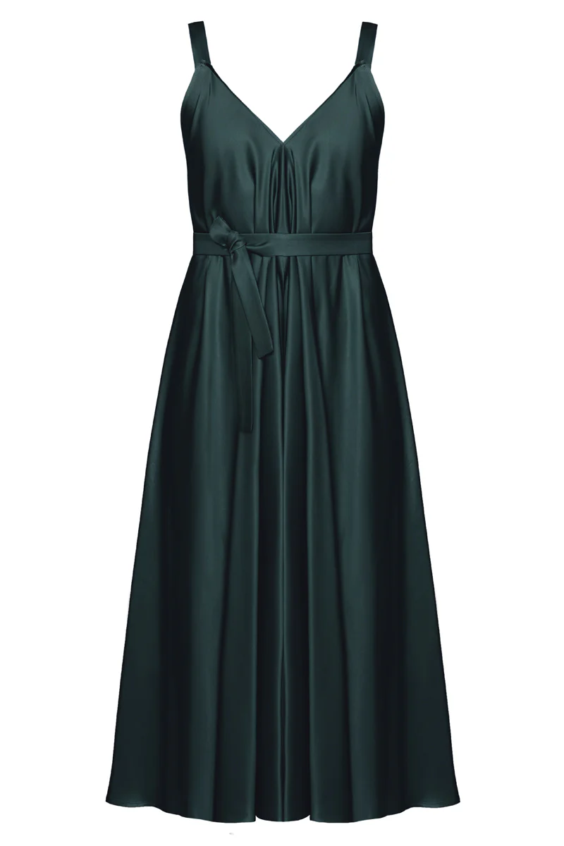 MONA fluttering midi dress in dark green - Image 5