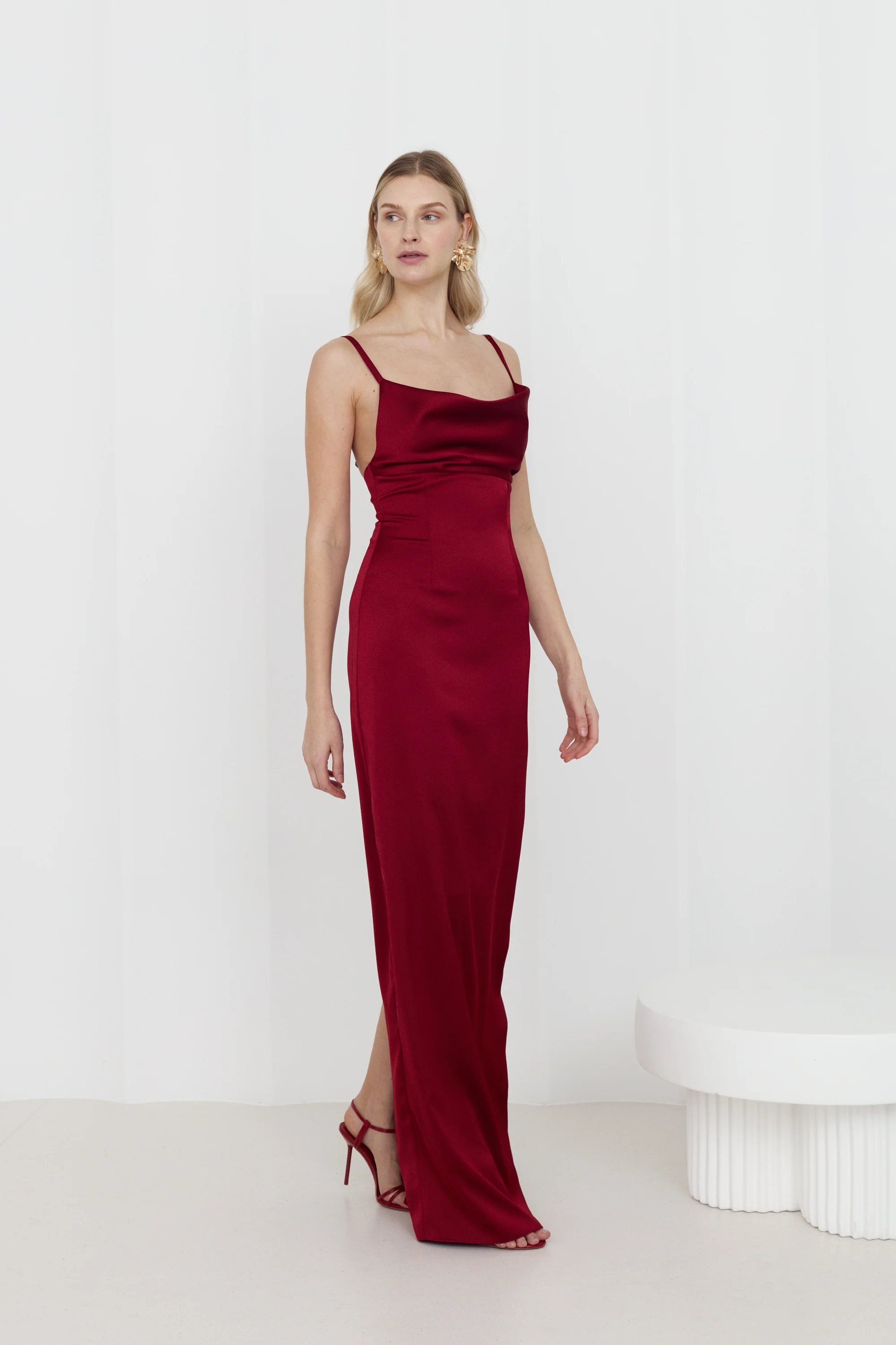 NADA Long Red Wine Evening Dress - Image 3