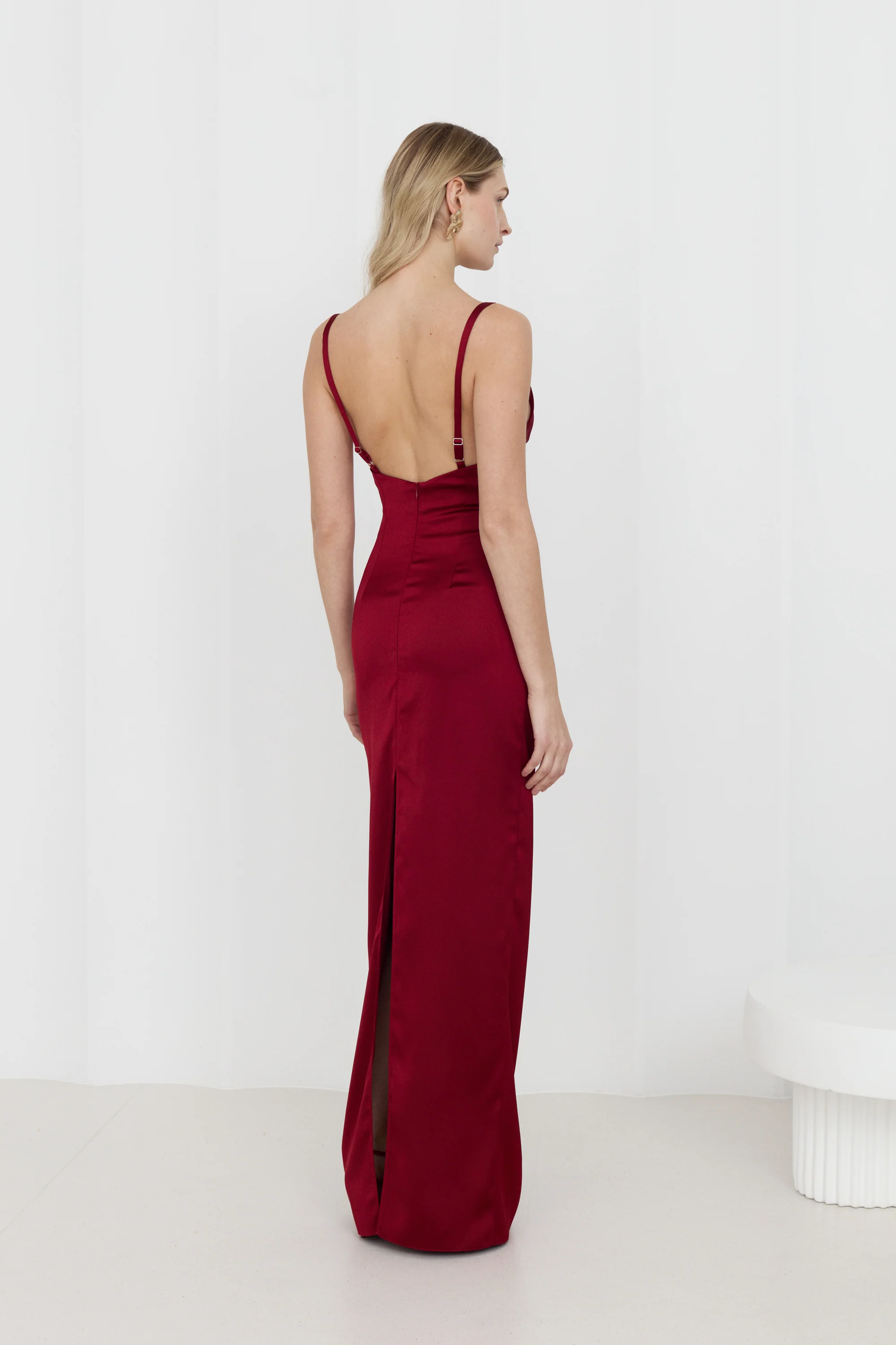 NADA Long Red Wine Evening Dress - Image 4