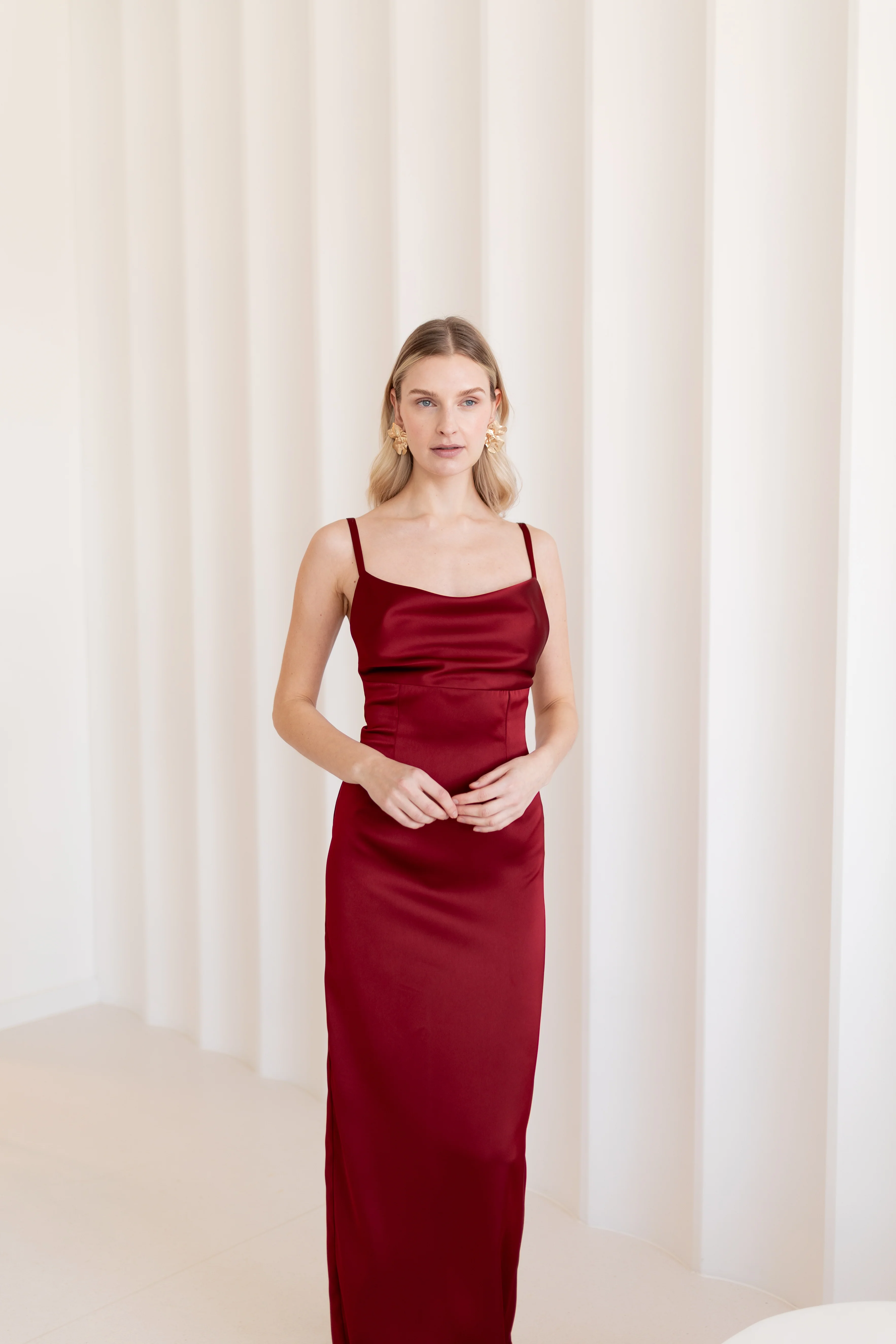 NADA Long Red Wine Evening Dress - Image 5