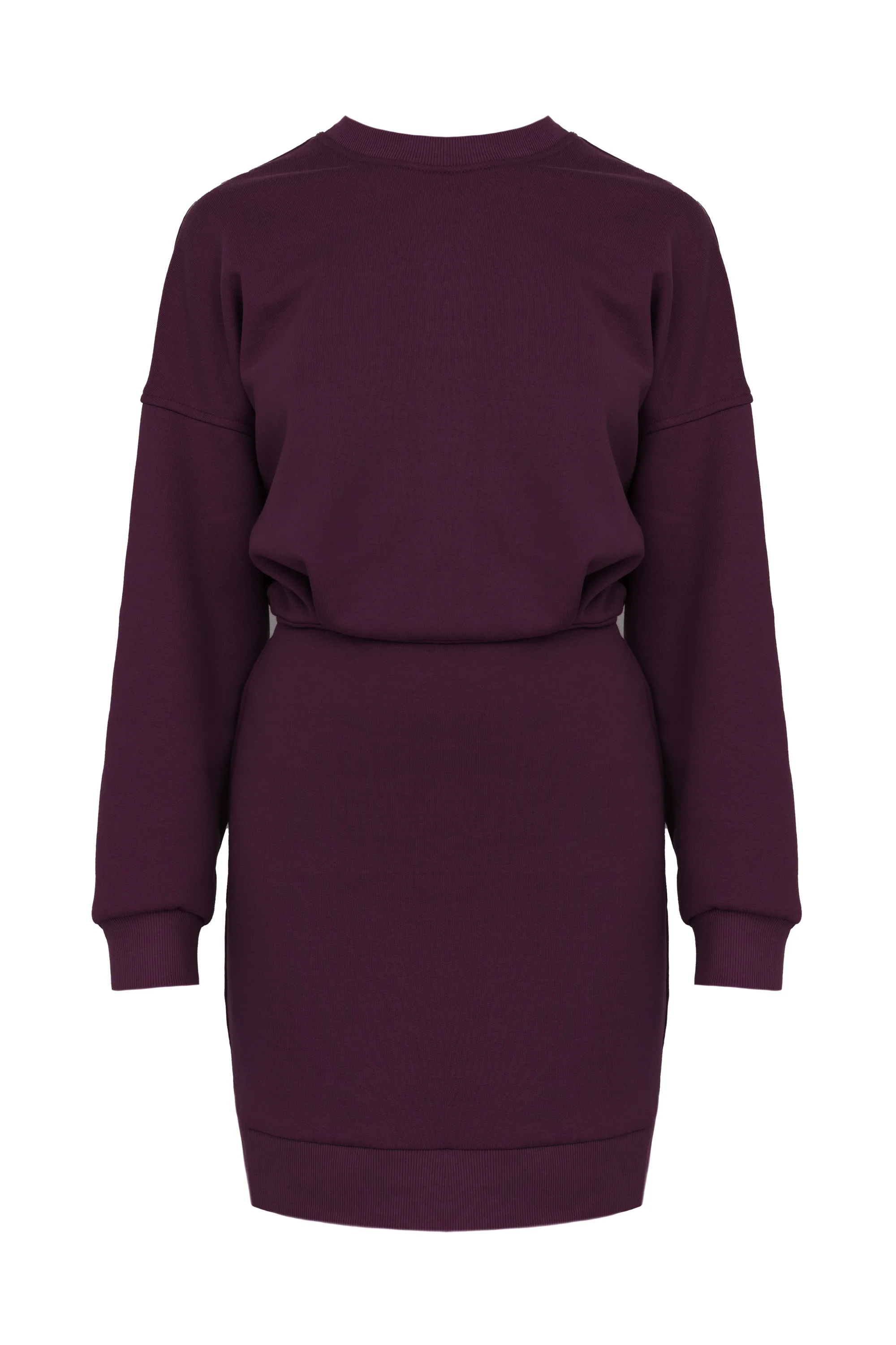 NIKA Dark Purple Mini Jersey Dress with Long Sleeves - Image 5
