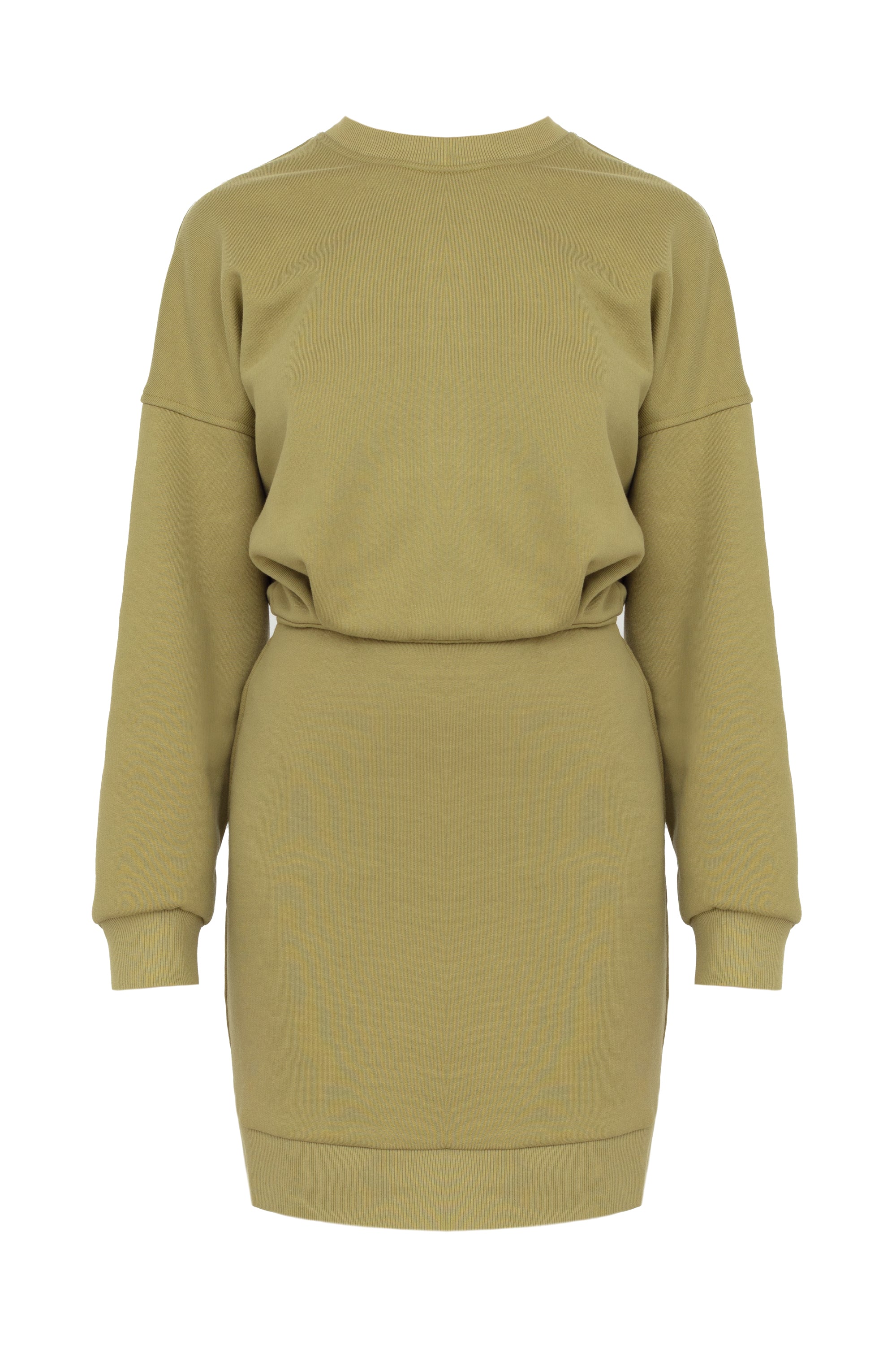 NIKA Olive Green Mini Jersey Dress - Image 5