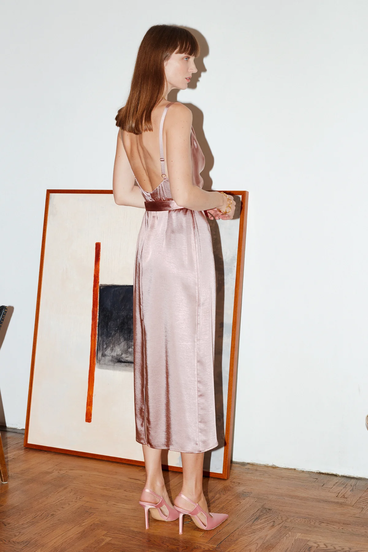 KAMEA nude satin backless midi dress - Image 3