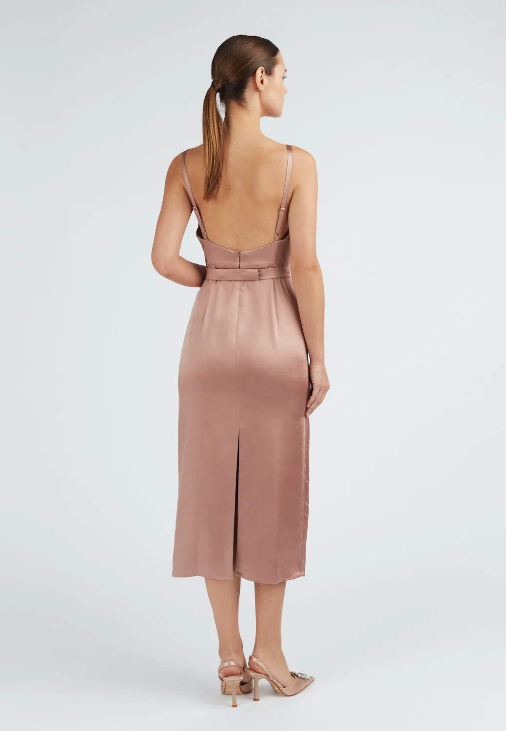 KAMEA nude satin backless midi dress - Image 7