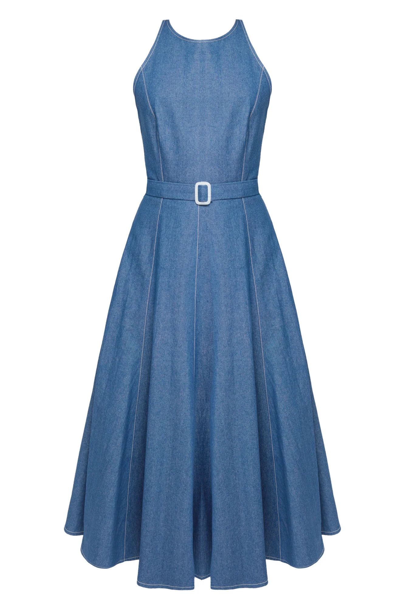 ODE classy blue denim godet midi dress - Image 8