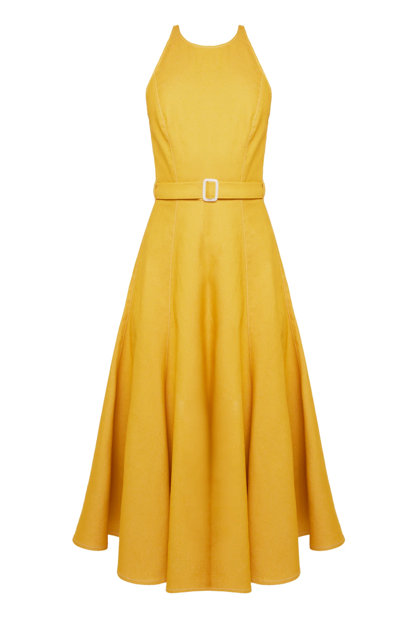 ODE yellow denim godet dress - Image 7