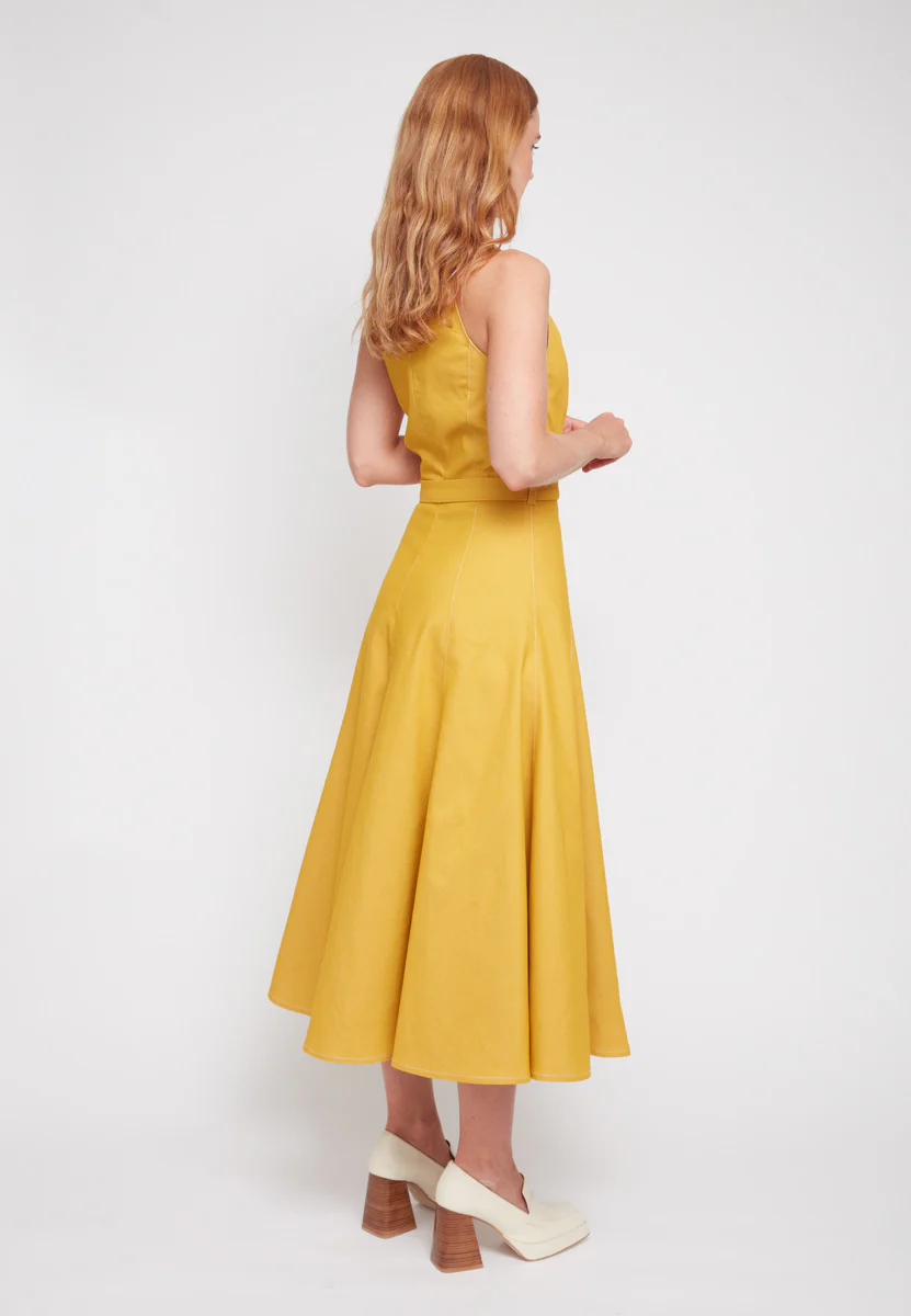 ODE yellow denim godet dress - Image 9