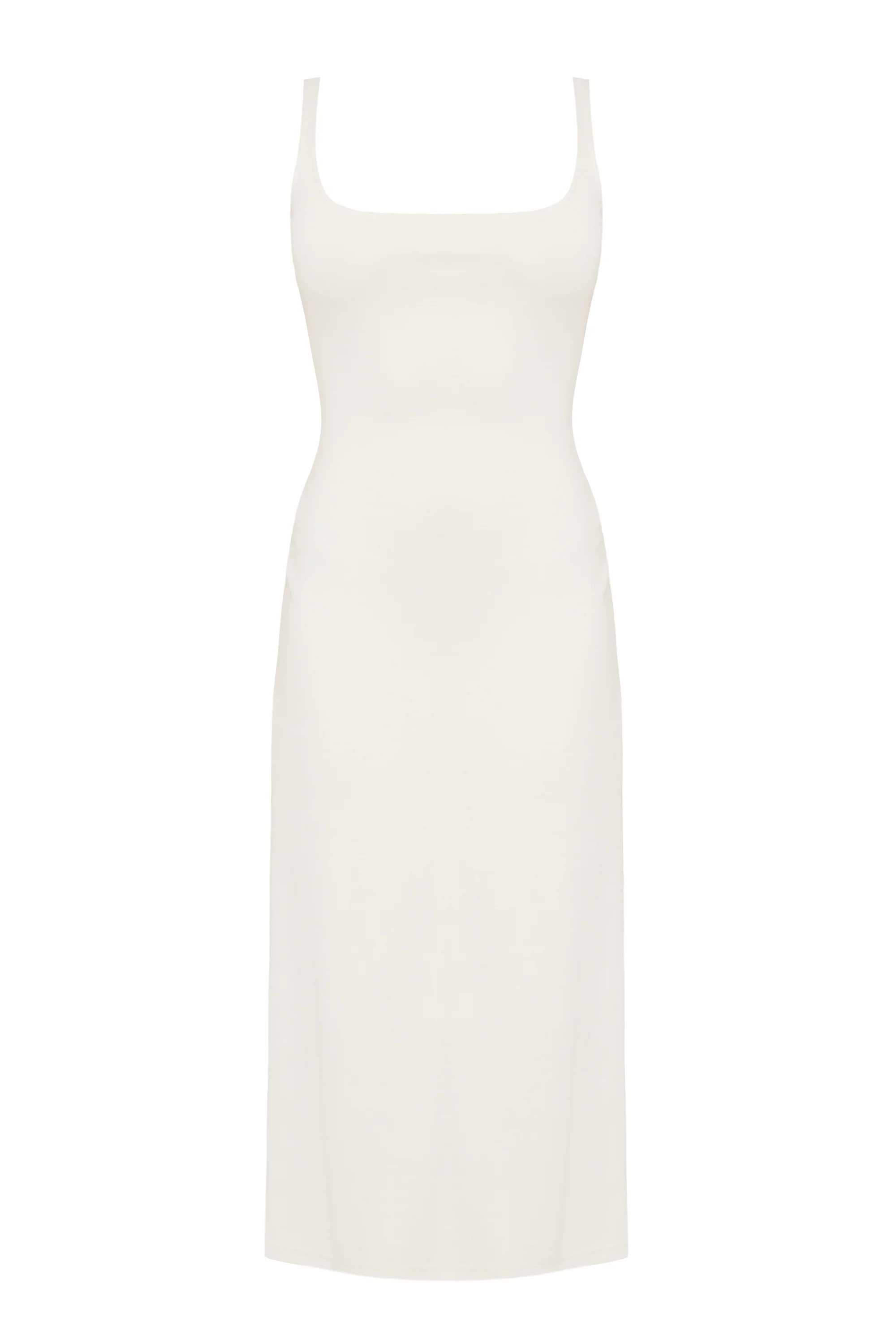 OLIVIA Off-White Midi Bodycon Dress with Square Neckline - Image 4