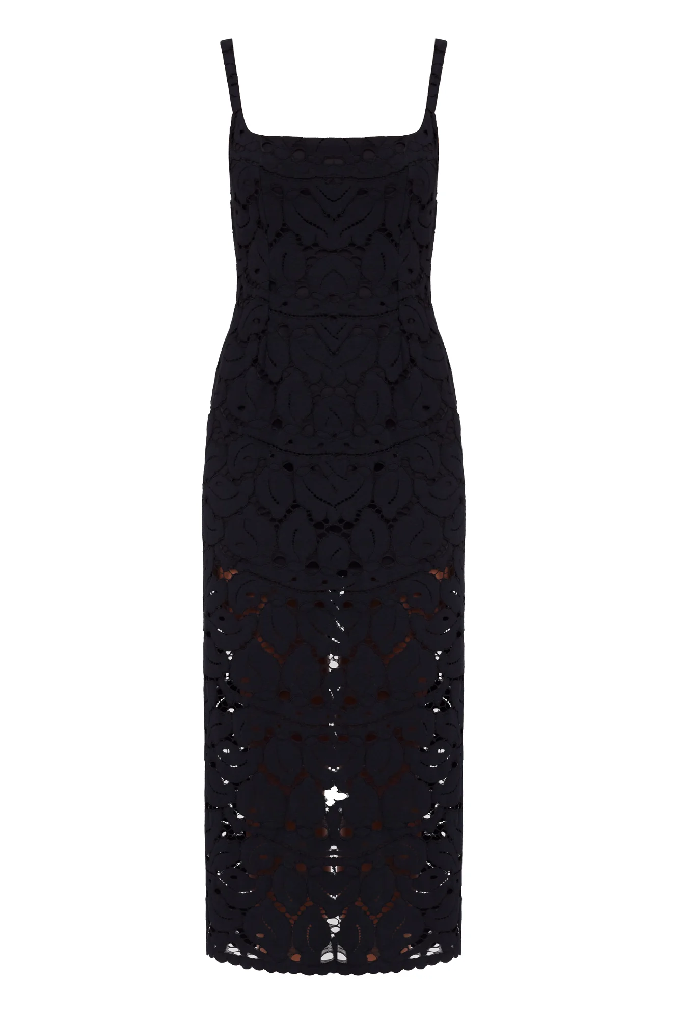 OTILIA Black Lace The Square Scoop Neckline Midi Dress - Image 6