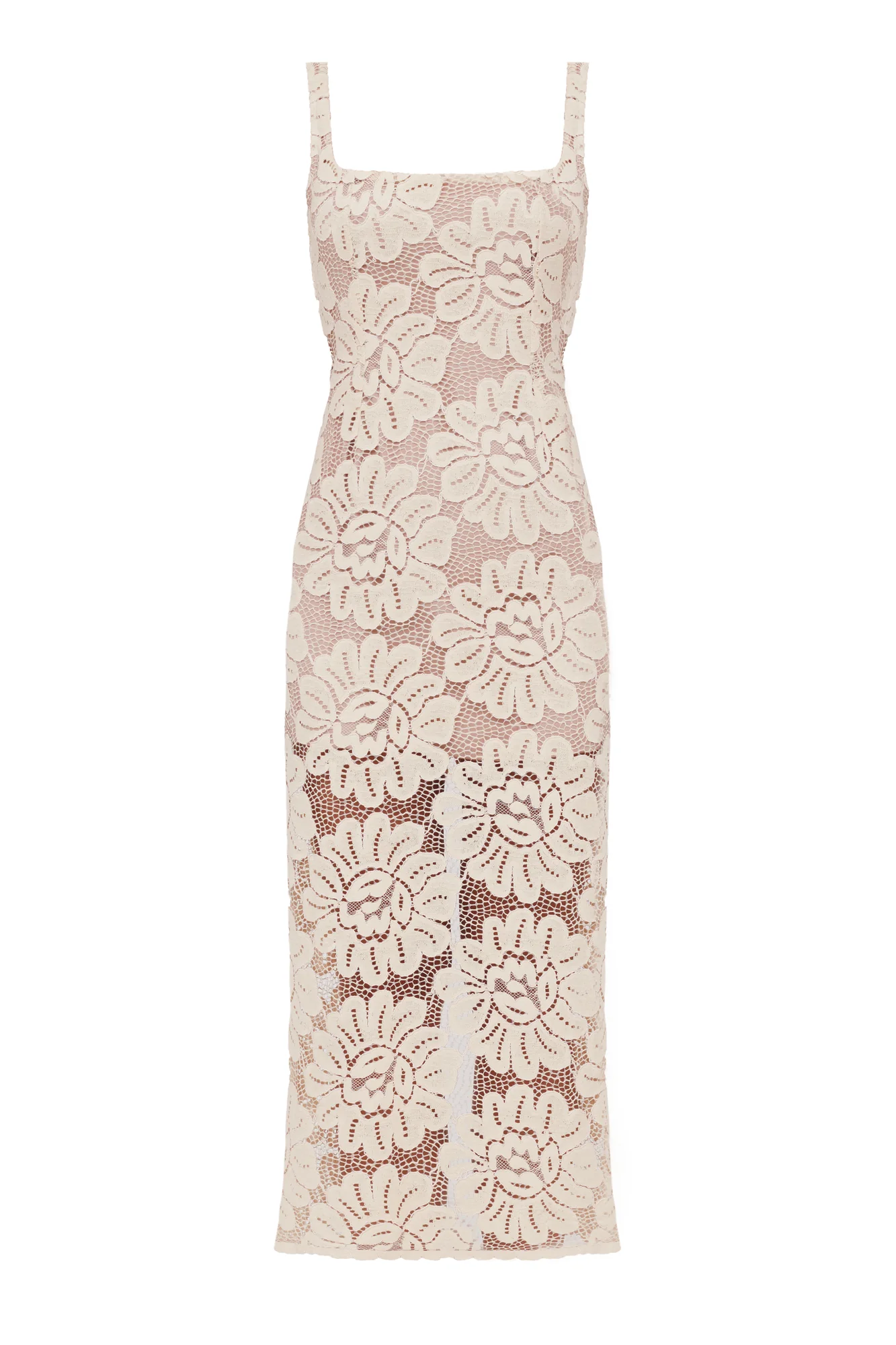 OTILIA Pastel Lace Dress The Square Scoop Neckline Midi Dress - Image 6