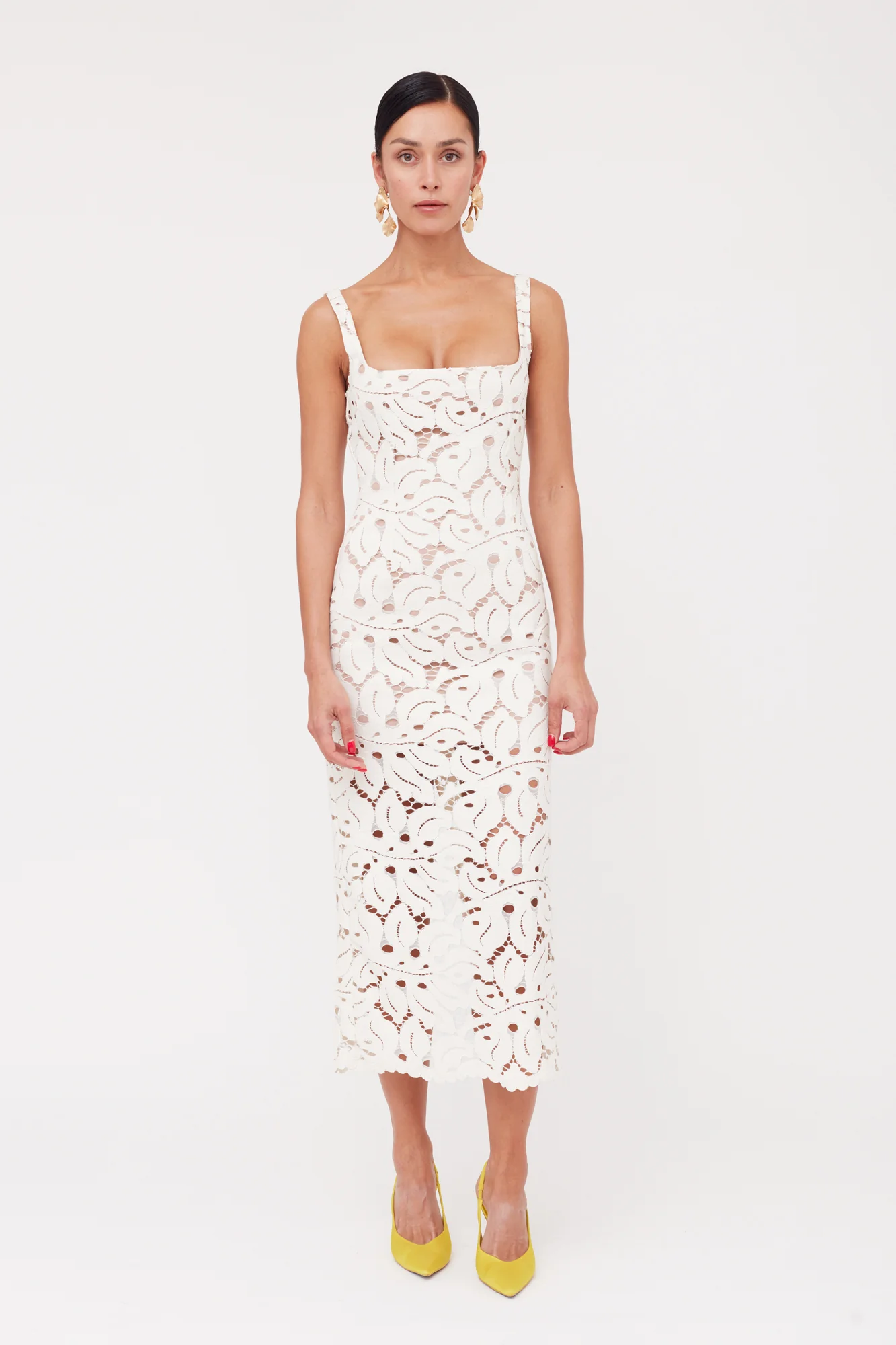 OTILIA White Lace The Square Scoop Neckline Wedding Dress